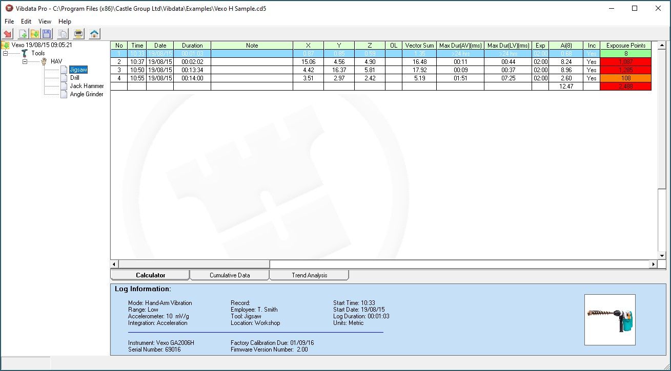 Castle Vibration Meter Software for Use with Castle Vexo H, Vexo S and VibA(8) Vibration Meters