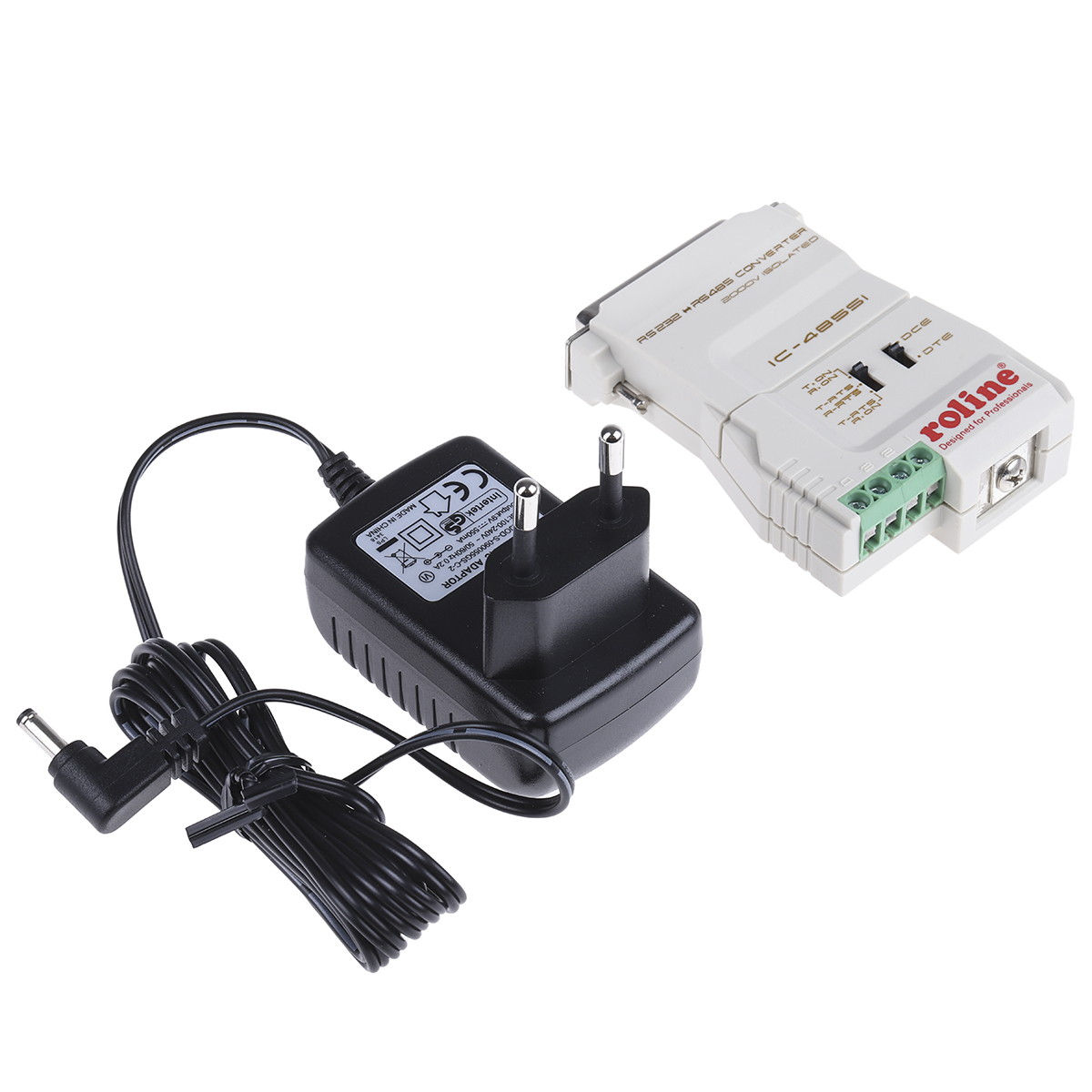 255-9762 Roline RS232, RS485 D Sub 25 Pin Terminal Block Interface Converter