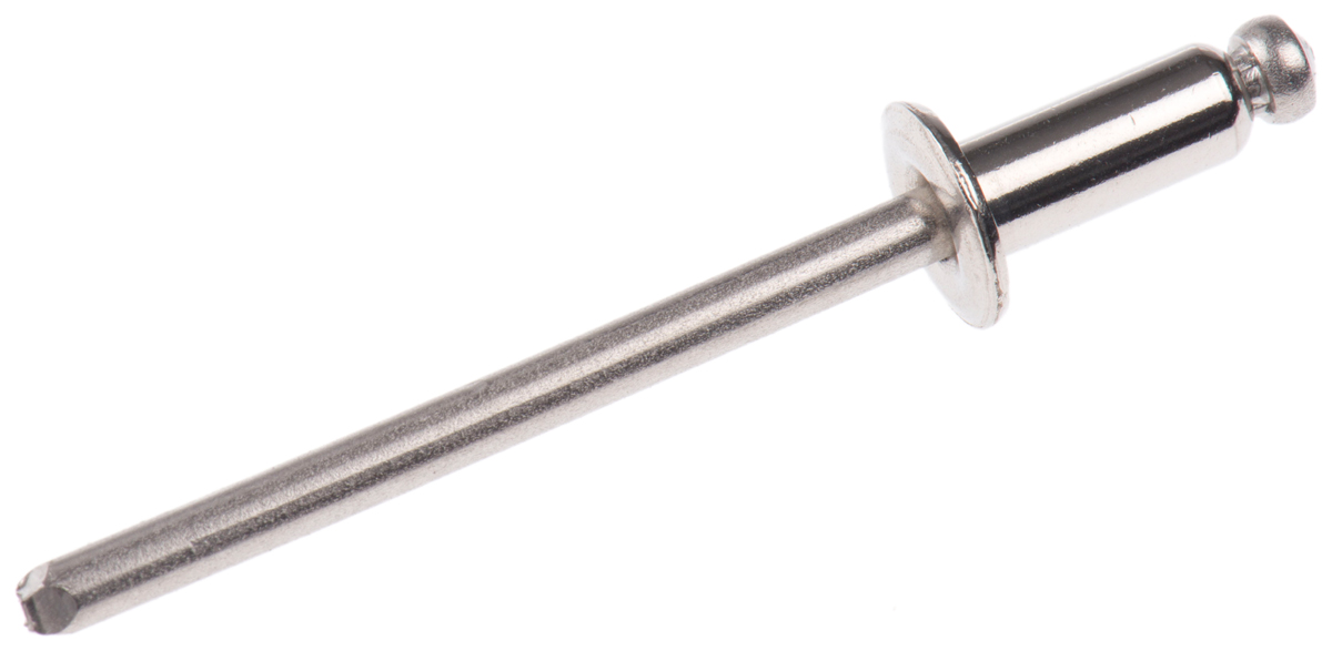 POP 10.2mm Plain Stainless Steel Blind Rivet, 4mm diameter, 3.2 → 6.4 mm Thickness