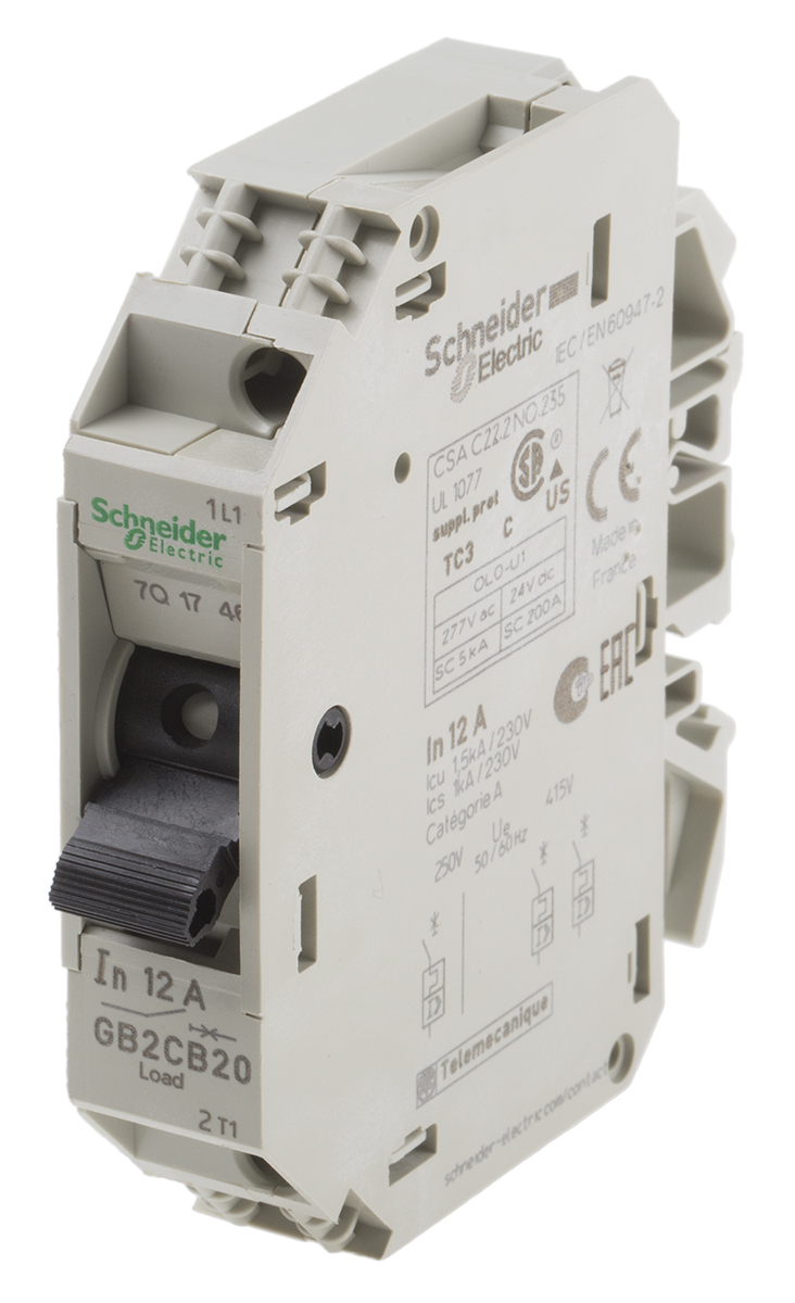 Schneider Electric 12A 1P Pole Thermal Magnetic Circuit Breaker, 277 V ac, 415 V ac GB2