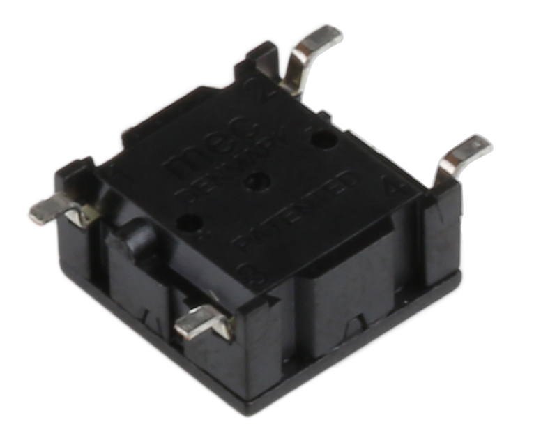 3csh9 MEC IP67 Black Tactile Switch Button, 1.3 mm, SPST 50 mA 24 V dc, PCB