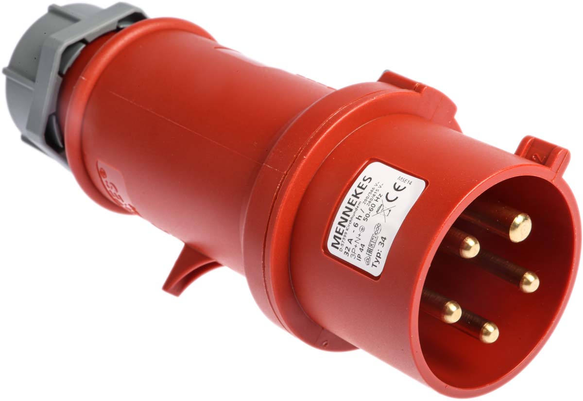 MENNEKES, StarTOP IP44 Red Cable Mount 3P + N + E Industrial Power Plug, Rated At 32A, 400 V