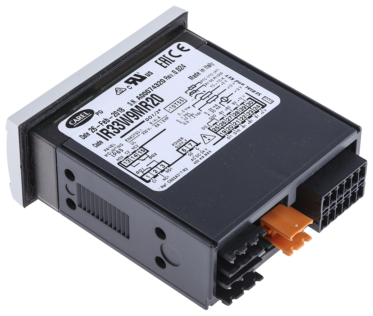 ir33w9mr20 Carel IR33 Panel Mount PID Temperature Controller, 76.2 x 34.2mm, 2 Output Relay, 24 V ac/dc Supply Voltage