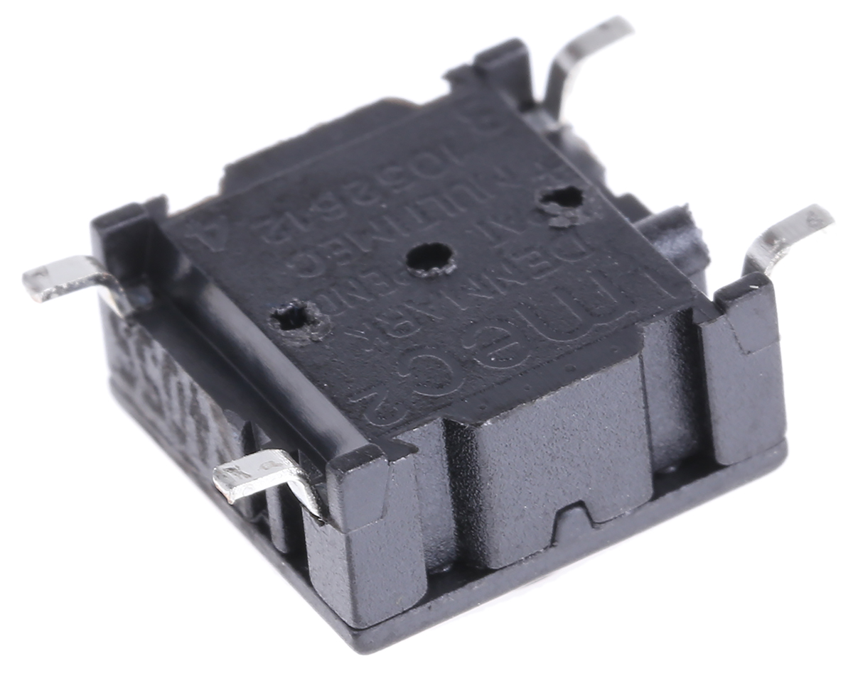 3esh9 MEC IP67 Black Tactile Switch, SPST 50 mA 24 V dc, Through Hole, Surface