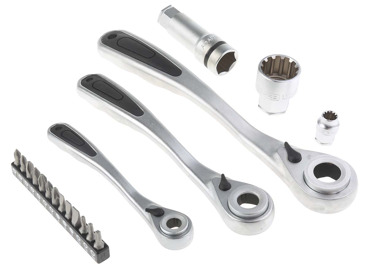 RS PRO 50-Piece 1/2 in; 1/4 in; 3/8 in Standard Socket/Bit Set with Ratchet