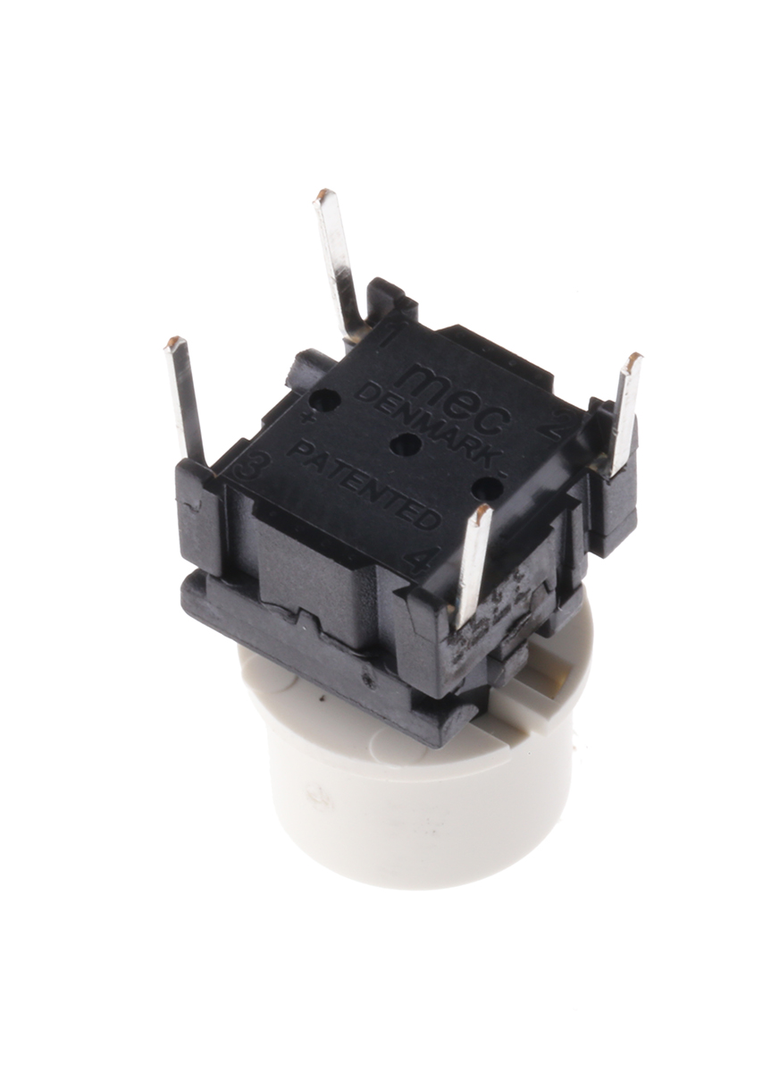 3ftl61d06 MEC IP67 White Tactile Switch, SPST 50 mA 24 V dc, Through Hole