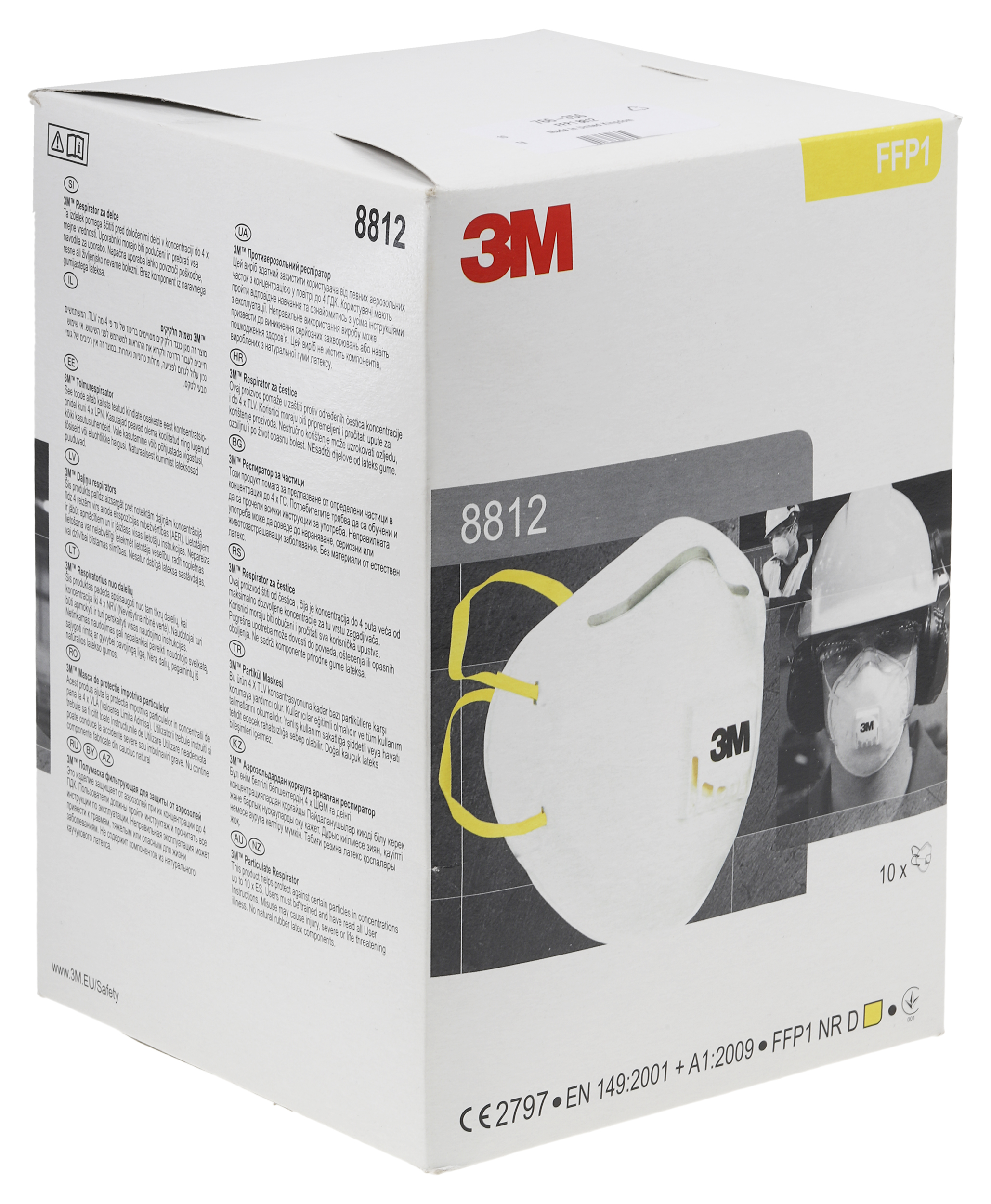3m-8812 3M 8000 Series Disposable Face Mask for General Purpose Protection Valved, FFP1 10 Per Pack per Package