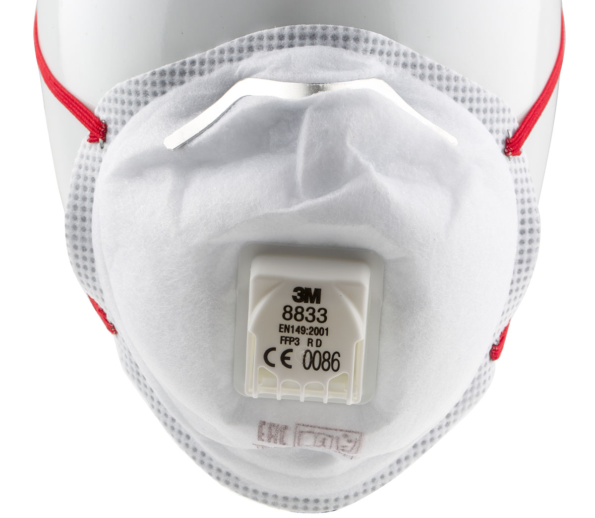 3m-8833 3M 8300 Series Disposable Face Mask for General Purpose Protection Valved, FFP3 10 Per Pack per Package Moulded