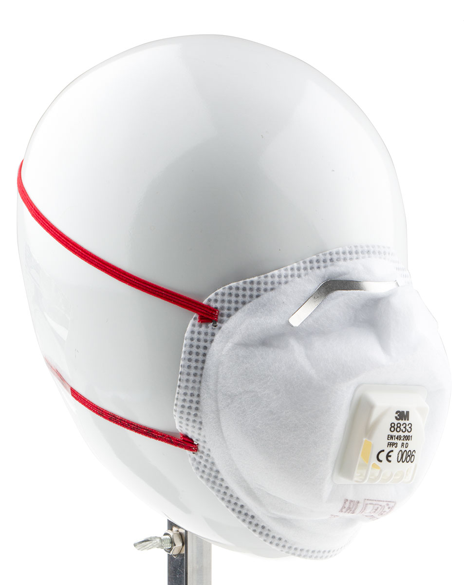 3m-8833 3M 8300 Series Disposable Face Mask for General Purpose Protection Valved, FFP3 10 Per Pack per Package Moulded