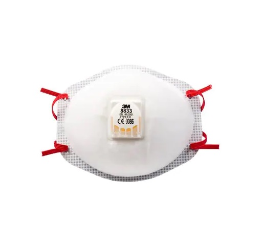 3m-8833 3M 8300 Series Disposable Face Mask for General Purpose Protection Valved, FFP3 10 Per Pack per Package Moulded