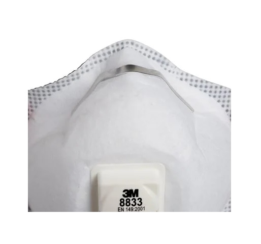 3m-8833 3M 8300 Series Disposable Face Mask for General Purpose Protection Valved, FFP3 10 Per Pack per Package Moulded