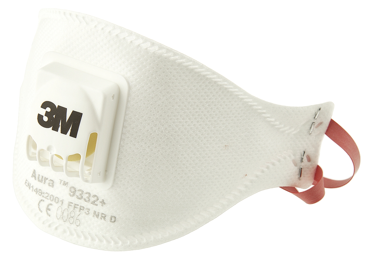 3M Aura™ 9300+ Series Disposable Respirator for General Purpose Protection Valved, FFP3 10 Per Pack per Package