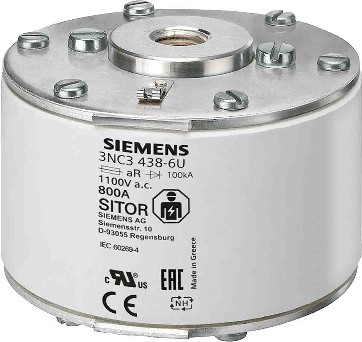 Siemens 1kA size NH3 Square Body Flush End Contacts Fuse, 1kV