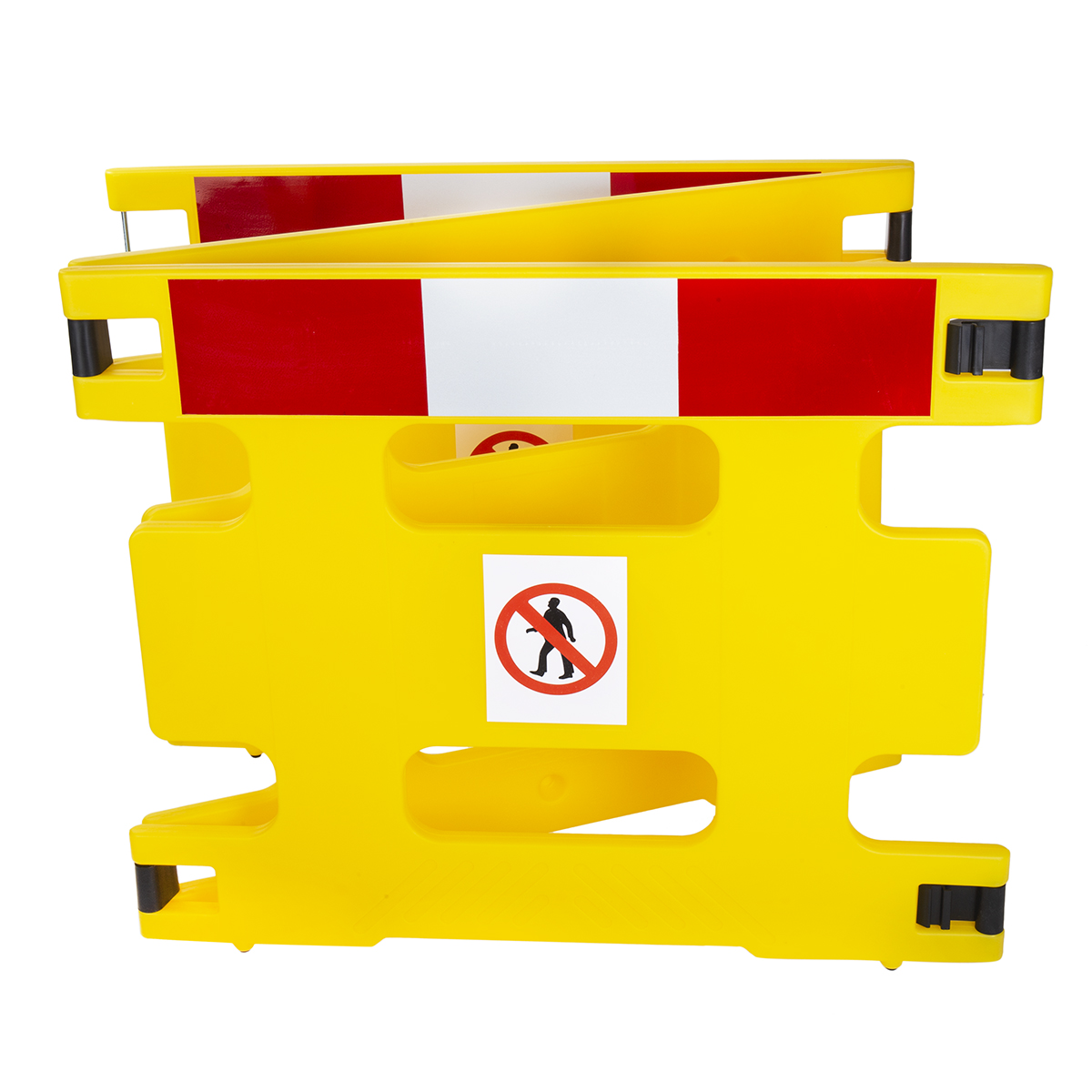 Addgards White, Red Safety Barrier, Polyethylene, Folding Barrier