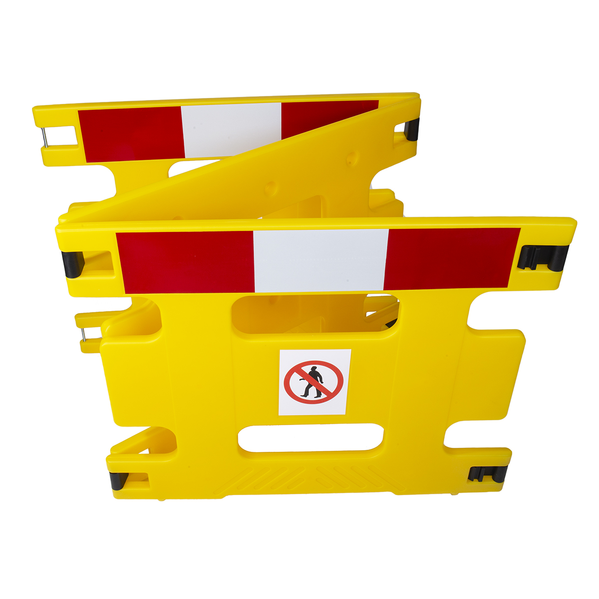 3r0 Addgards White, Red Safety Barrier, Polyethylene, Folding Barrier