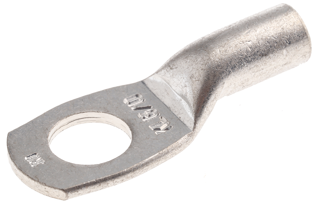 Klauke Uninsulated Ring Terminal, M10 Stud Size 6 AWG Wire Size, Grey