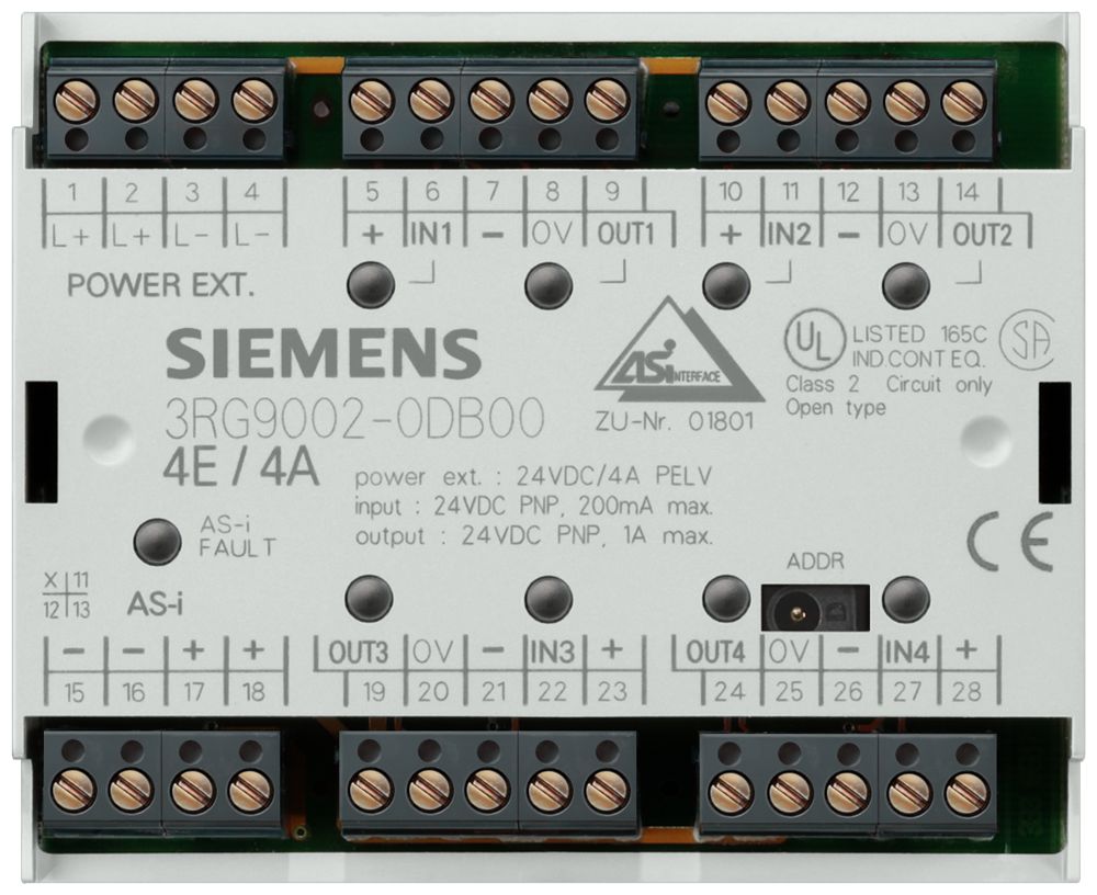 Siemens 3RG Series Input/Output Module, 4 Inputs, 4 Outputs, 24V