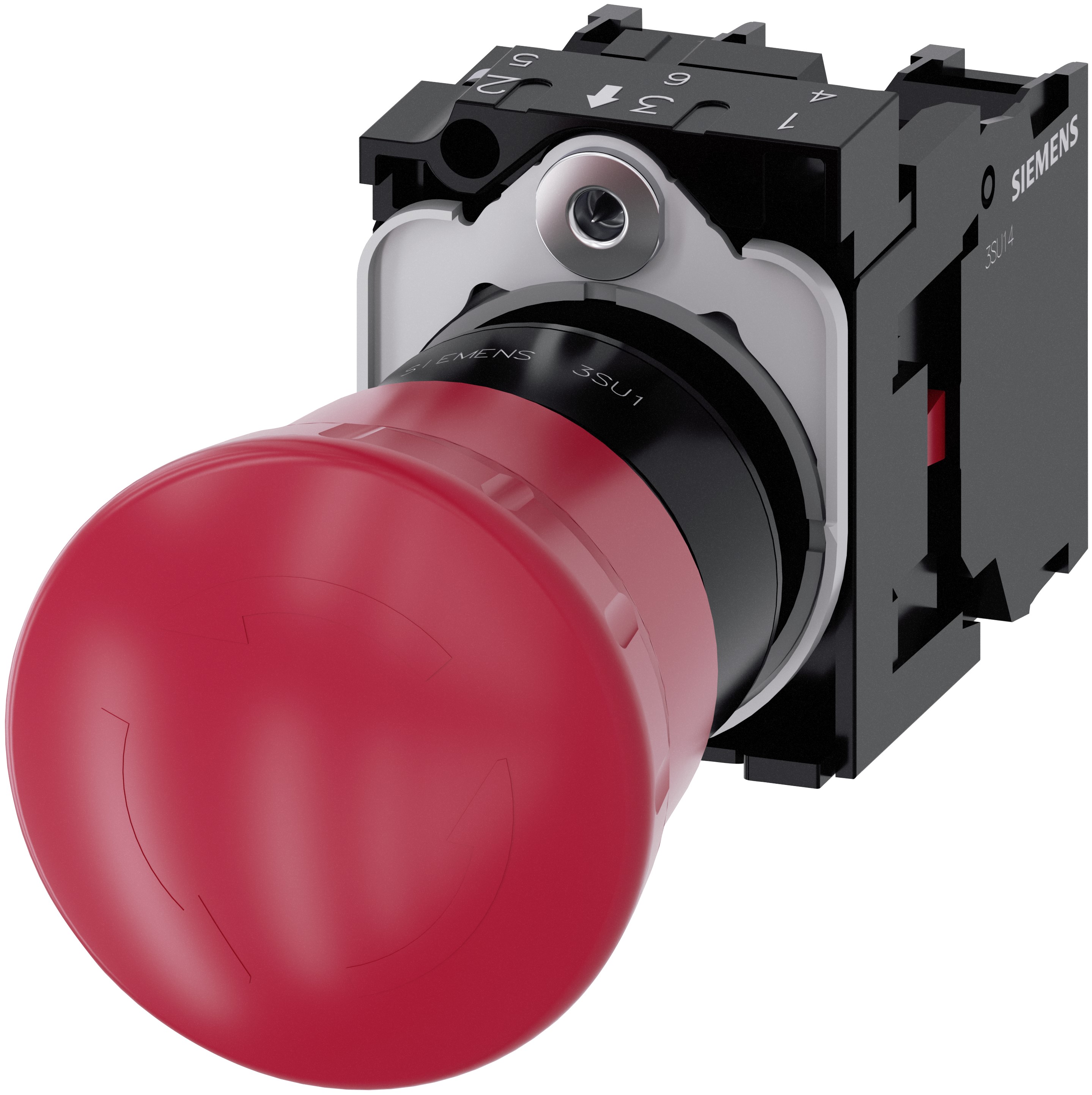 Siemens SIRIUS ACT 3SU11 Series Twist Release Emergency Stop Push Button, Panel Mount, 22 mm Cutout, 2 NC, IP69, IP67,