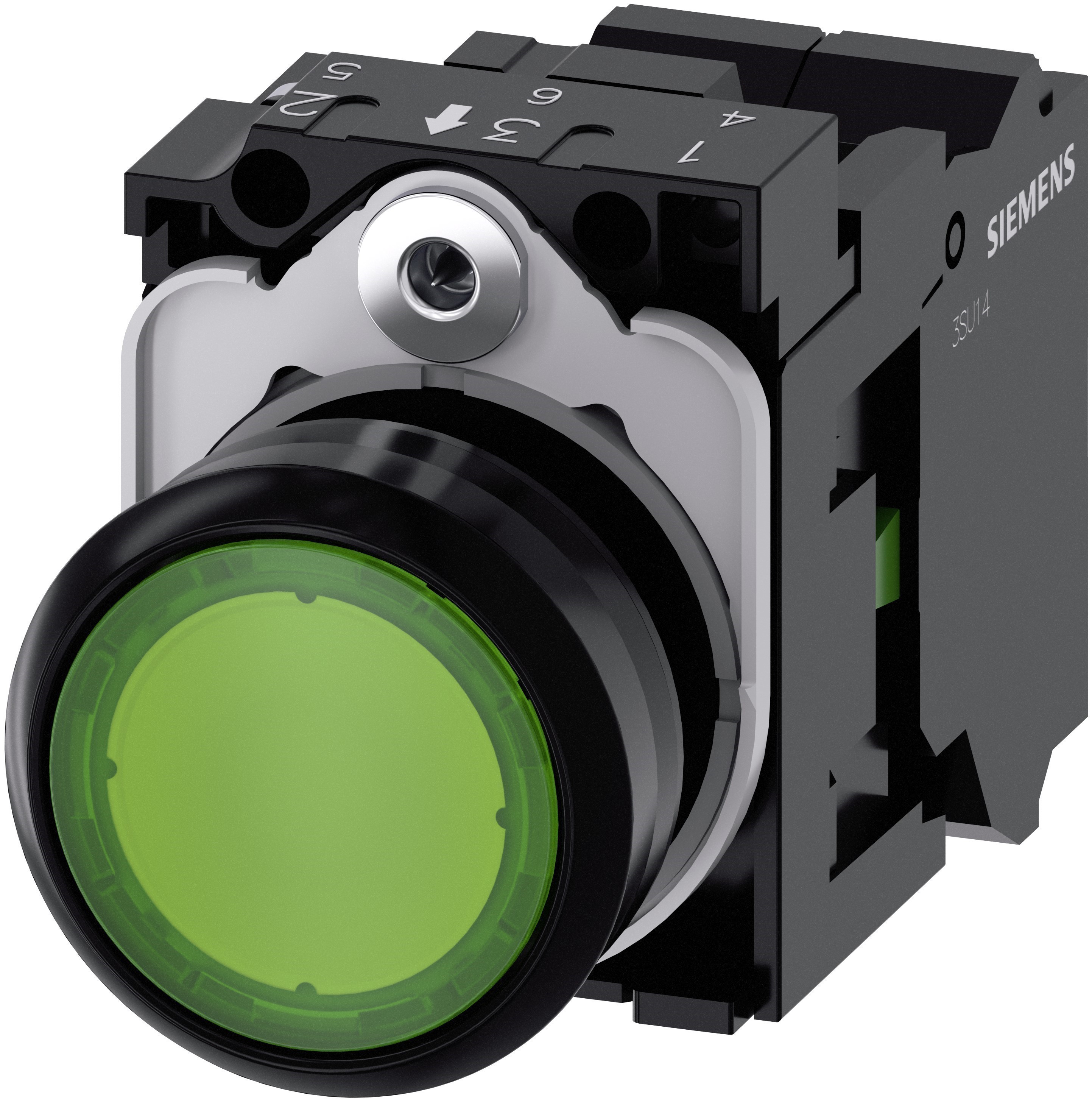 Siemens SIRIUS ACT 3SU11 Series Illuminated Push Button Switch, Plate, 22 mm Cutout Green, SPST, IP66, IP67, IP69K