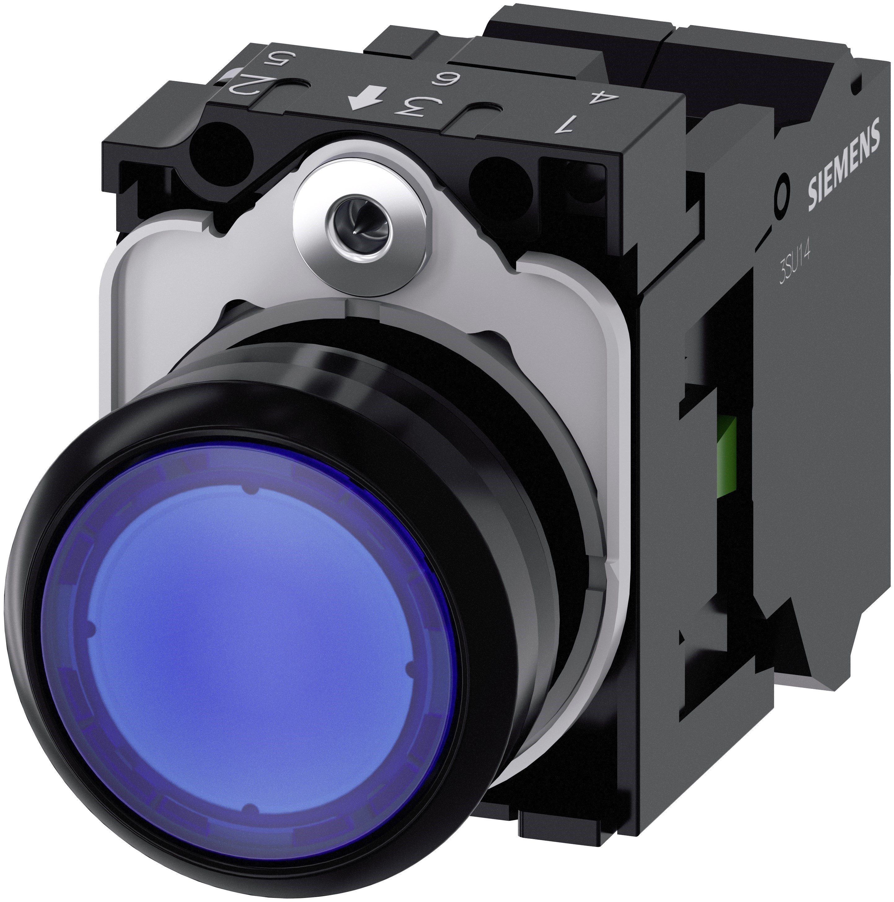 Siemens SIRIUS ACT 3SU11 Series Illuminated Push Button Switch, Plate, 22 mm Cutout Blue, SPST, IP66, IP67, IP69K
