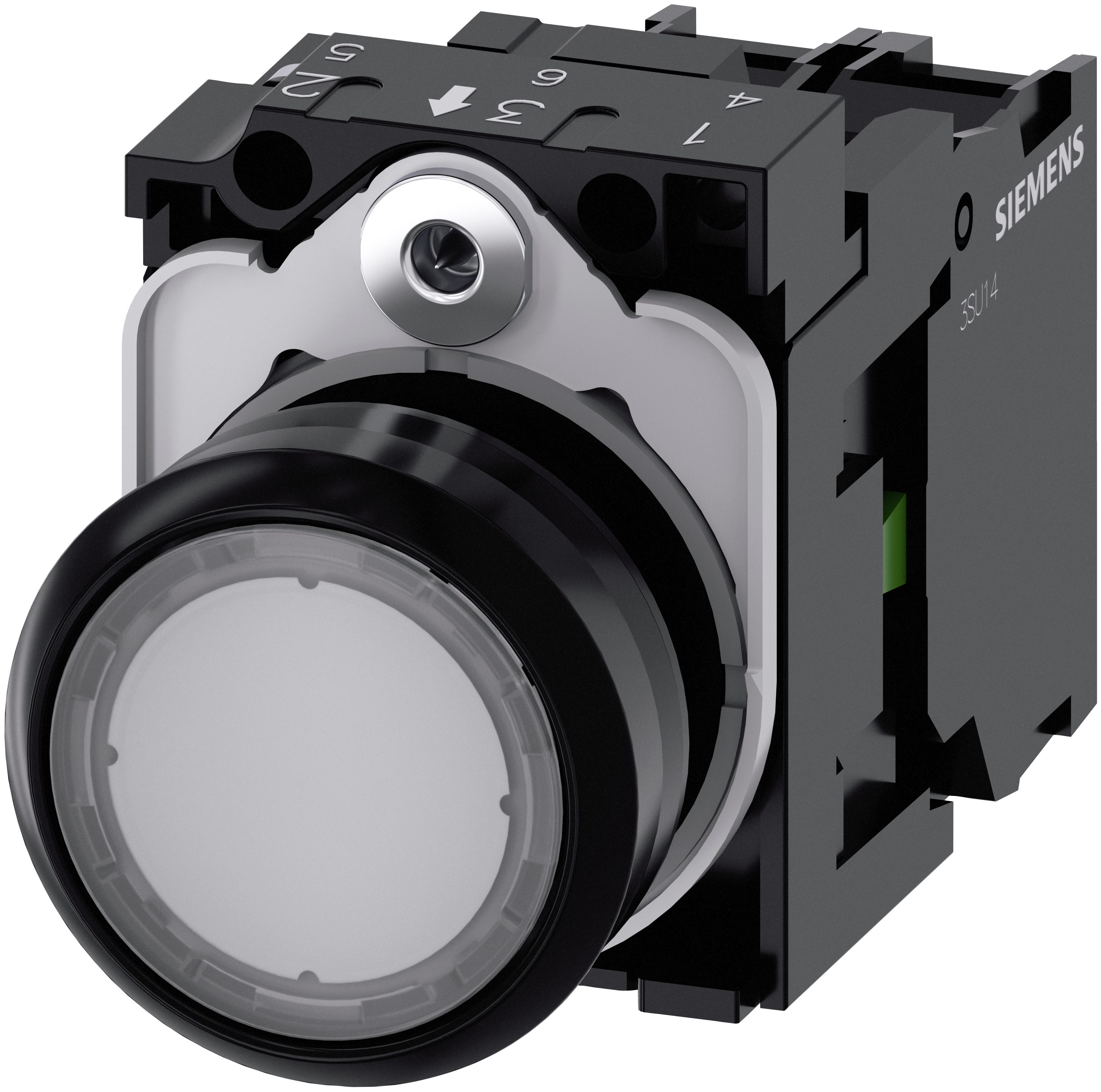 Siemens, SIRIUS ACT 3SU11, Panel Mount Black LED Push Button Switch, 22 mm Cutout, IP66, IP67, IP69K, IP20, IP69, Round,