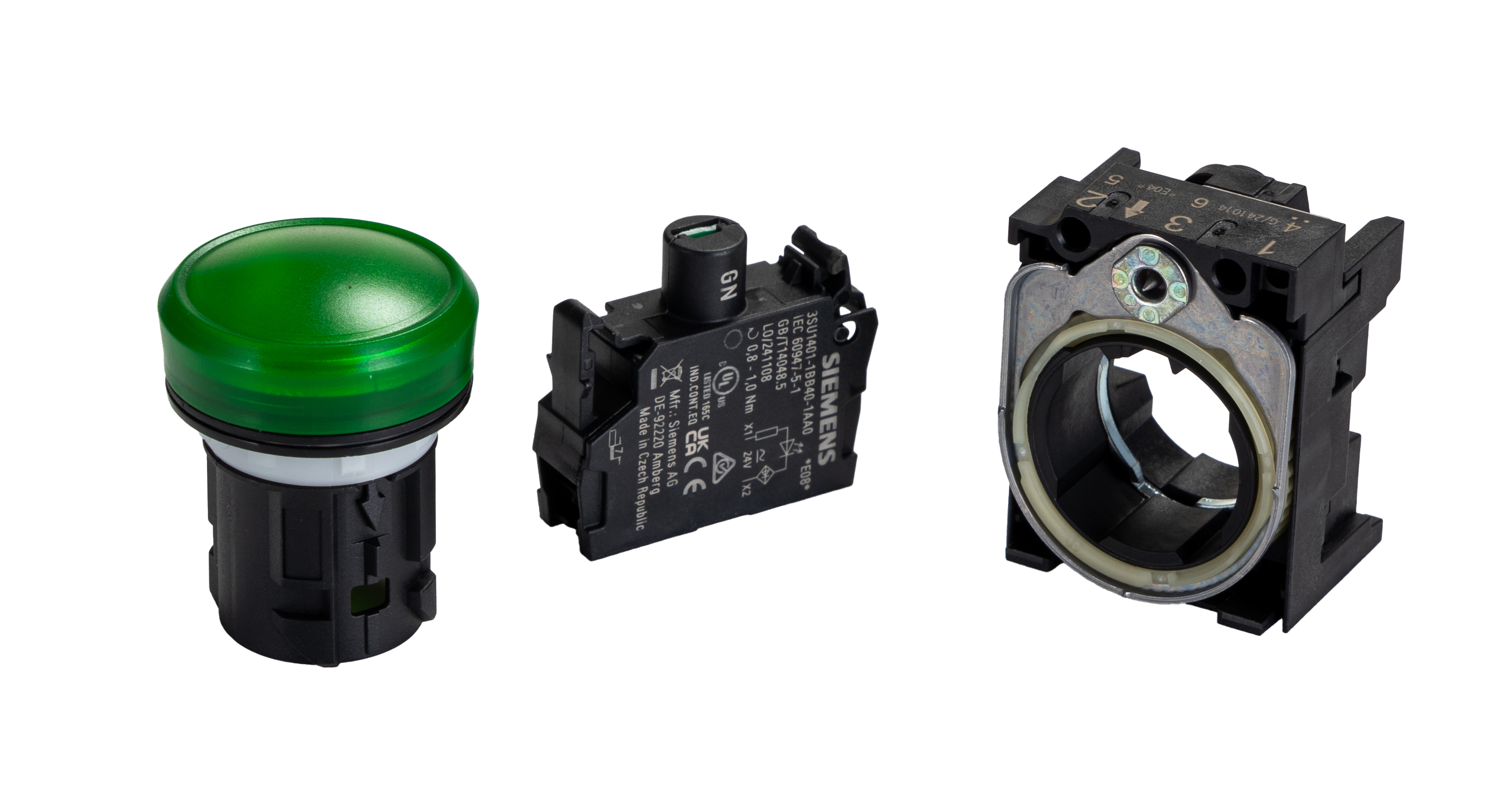 Siemens, SIRIUS ACT 3SU11, Panel Mount Green LED Pilot Light, 22 mm Cutout, IP20, Round, 24V