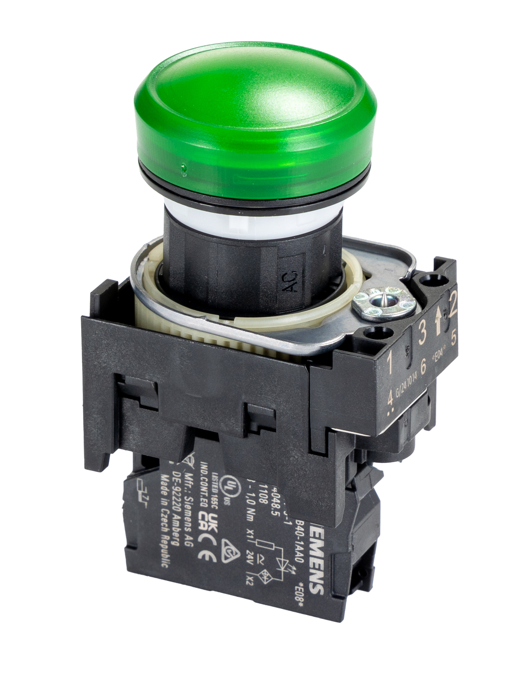 3su1102-6aa40-1aa0 Siemens, SIRIUS ACT 3SU11, Panel Mount Green LED Pilot Light, 22 mm Cutout, IP20, Round, 24V