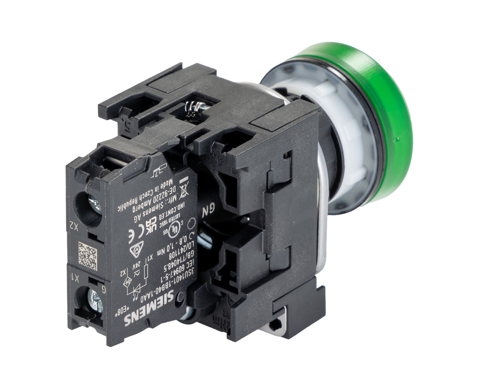 3su1102-6aa40-1aa0 Siemens, SIRIUS ACT 3SU11, Panel Mount Green LED Pilot Light, 22 mm Cutout, IP20, Round, 24V