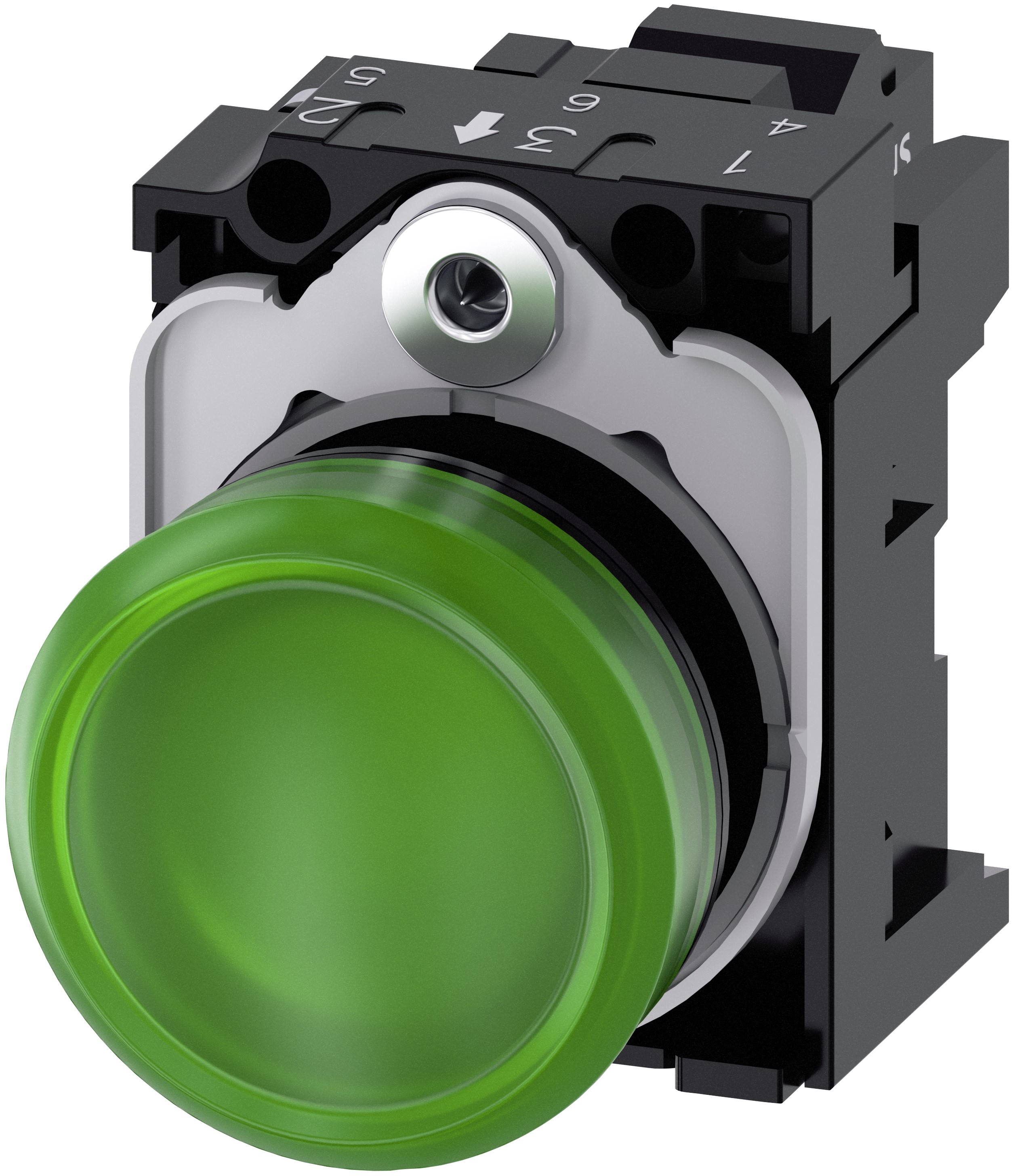 Siemens, SIRIUS ACT 3SU11, Panel Mount Green LED Indicator, 22 mm Cutout, IP20, IP69, IP67, IP66, Round, 24V ac/dc