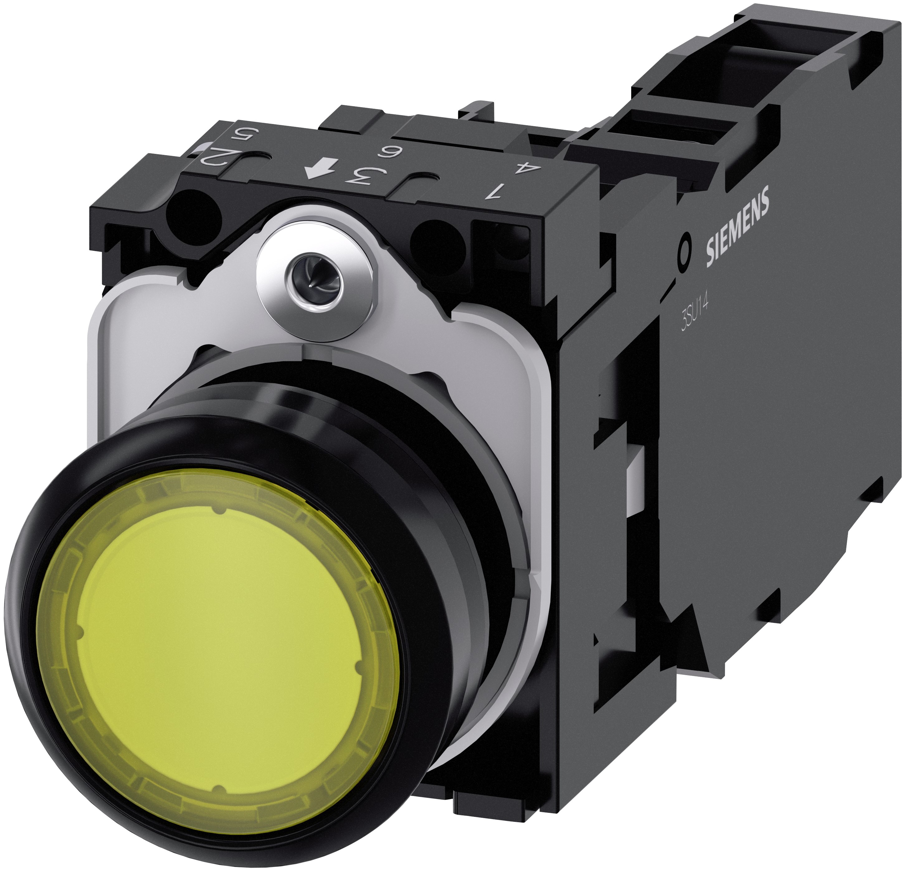 Siemens SIRIUS ACT 3SU11 Series Illuminated Push Button Switch, Plate, 22 mm Cutout Yellow, SPST, IP66, IP67, IP69K