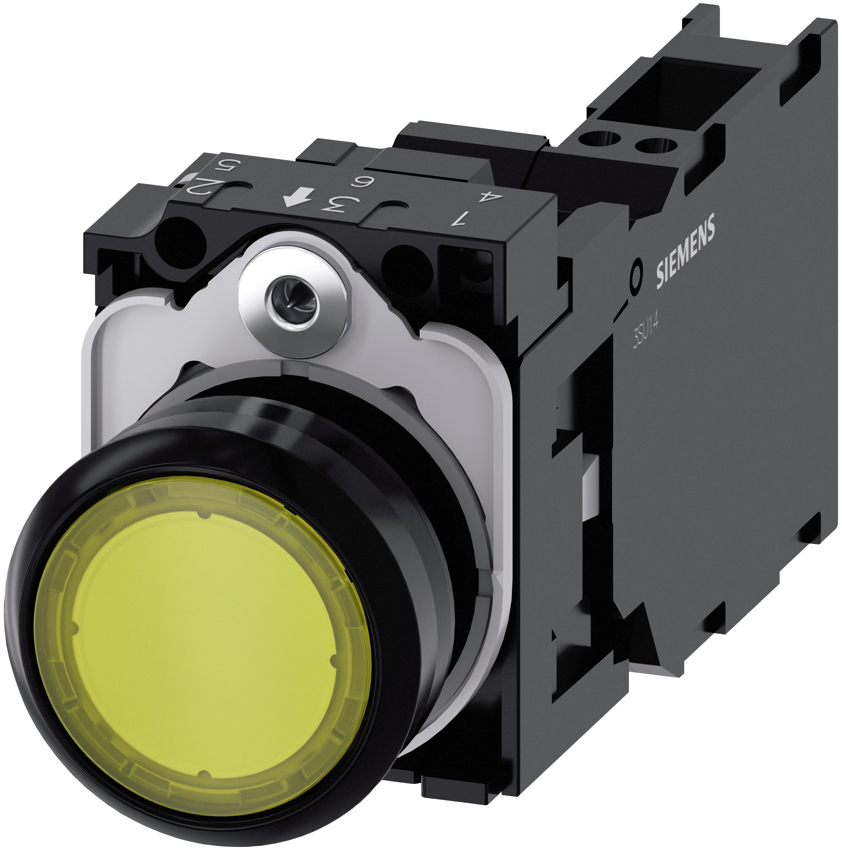 Siemens SIRIUS ACT 3SU11 Series Illuminated Push Button Switch, Plate, 22 mm Cutout Yellow, SPST, IP66, IP67, IP69K