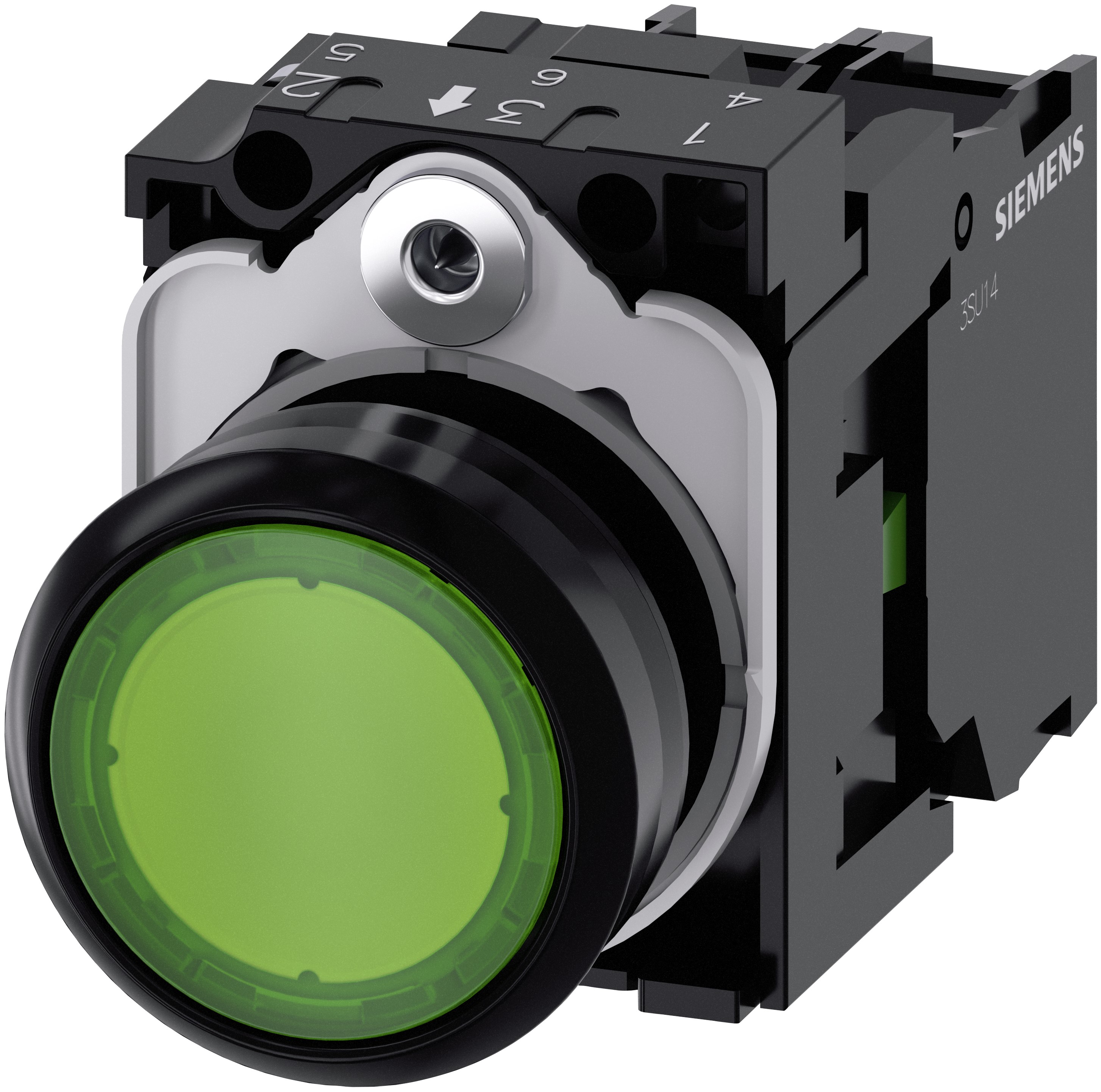Siemens SIRIUS ACT 3SU11 Series Illuminated Push Button Switch, Plate, 22 mm Cutout Green, SPST, IP66, IP67, IP69K