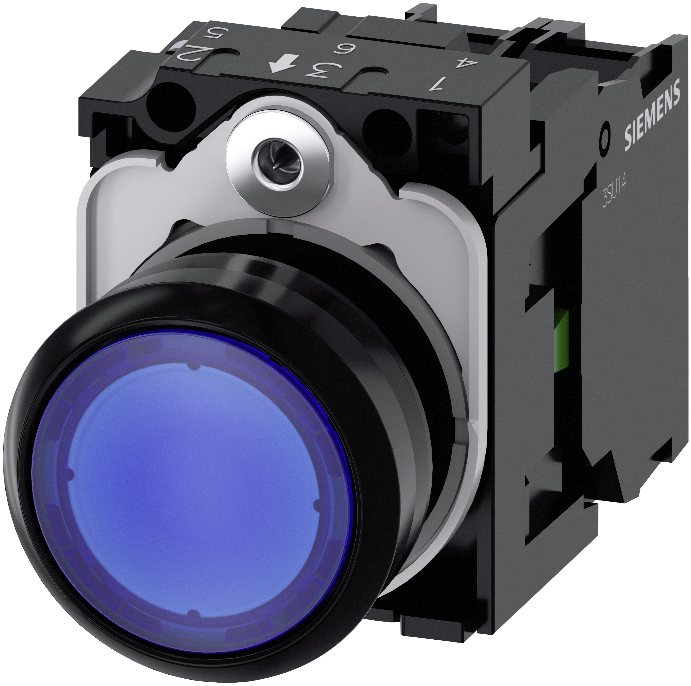 Siemens SIRIUS ACT 3SU11 Series Illuminated Push Button Switch, Plate, 22 mm Cutout Blue, SPST, IP66, IP67, IP69K