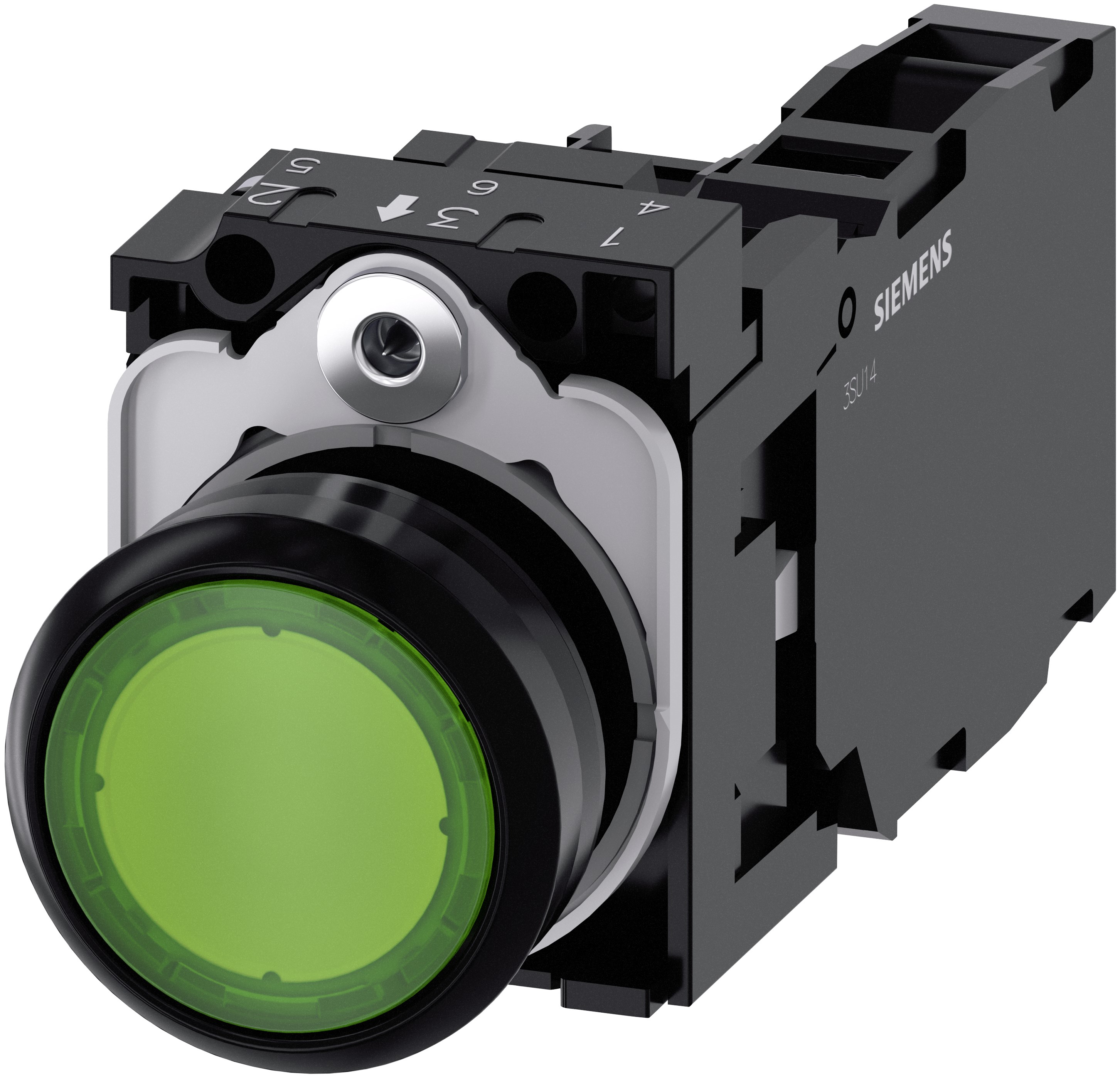 Siemens SIRIUS ACT 3SU11 Series Illuminated Push Button Switch, Plate, 22 mm Cutout Green, SPST, IP66, IP67, IP69K