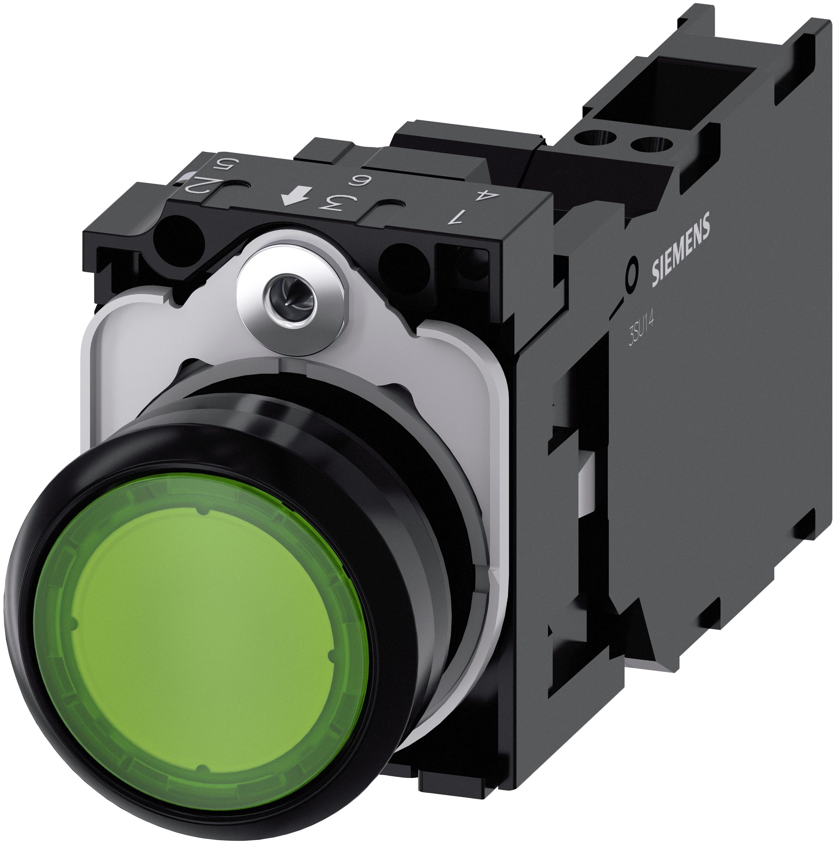 Siemens SIRIUS ACT 3SU11 Series Illuminated Push Button Switch, Plate, 22 mm Cutout Green, SPST, IP66, IP67, IP69K