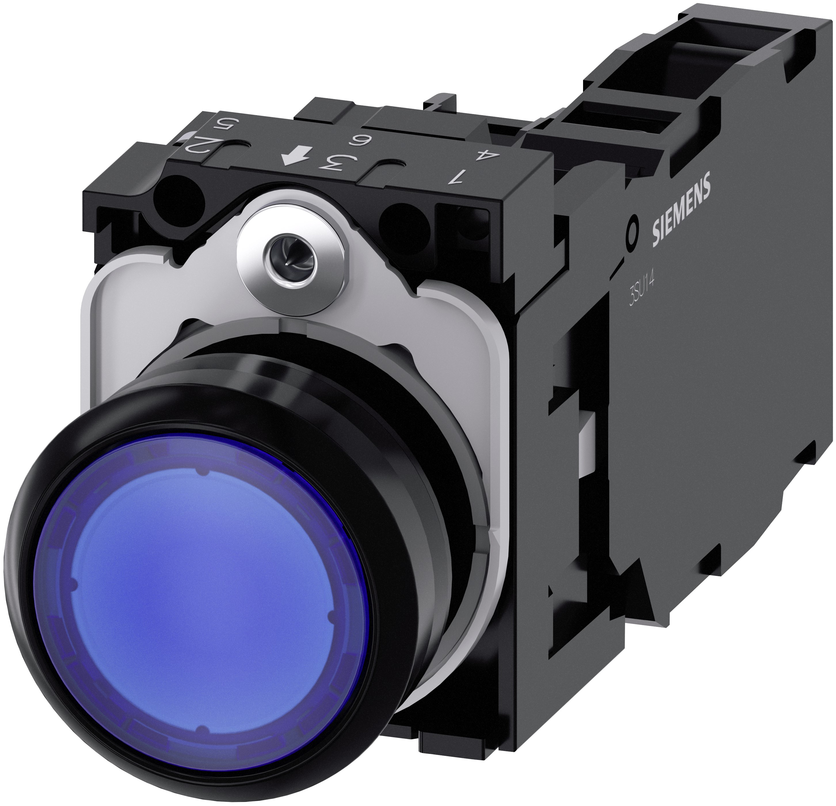 Siemens SIRIUS ACT 3SU11 Series Illuminated Push Button Switch, Plate, 22 mm Cutout Blue, SPST, IP66, IP67, IP69K