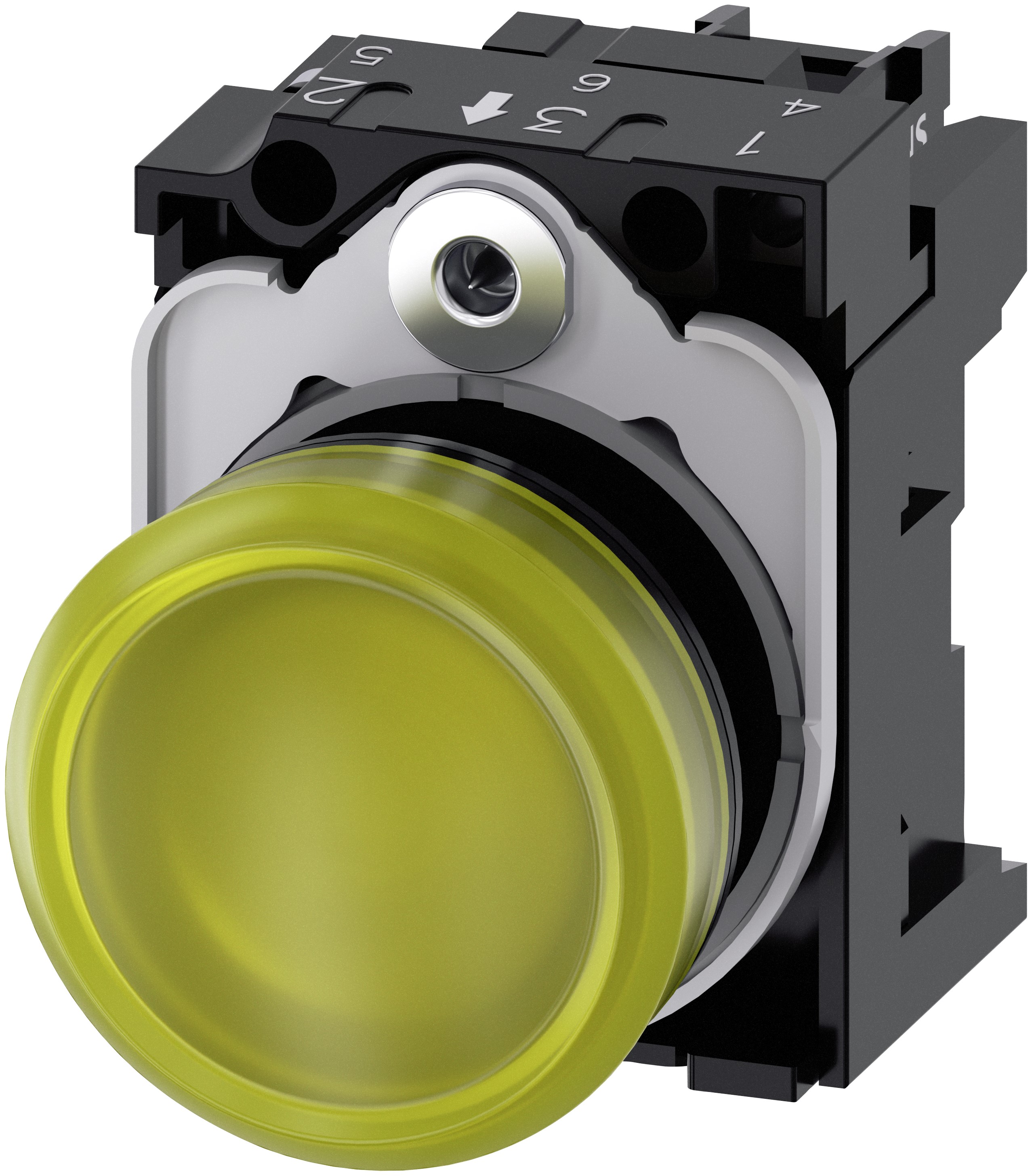 Siemens, SIRIUS ACT 3SU11, Panel Mount Yellow LED Indicator, 22 mm Cutout, IP66, IP69, IP67, IP20, Round, 230V ac