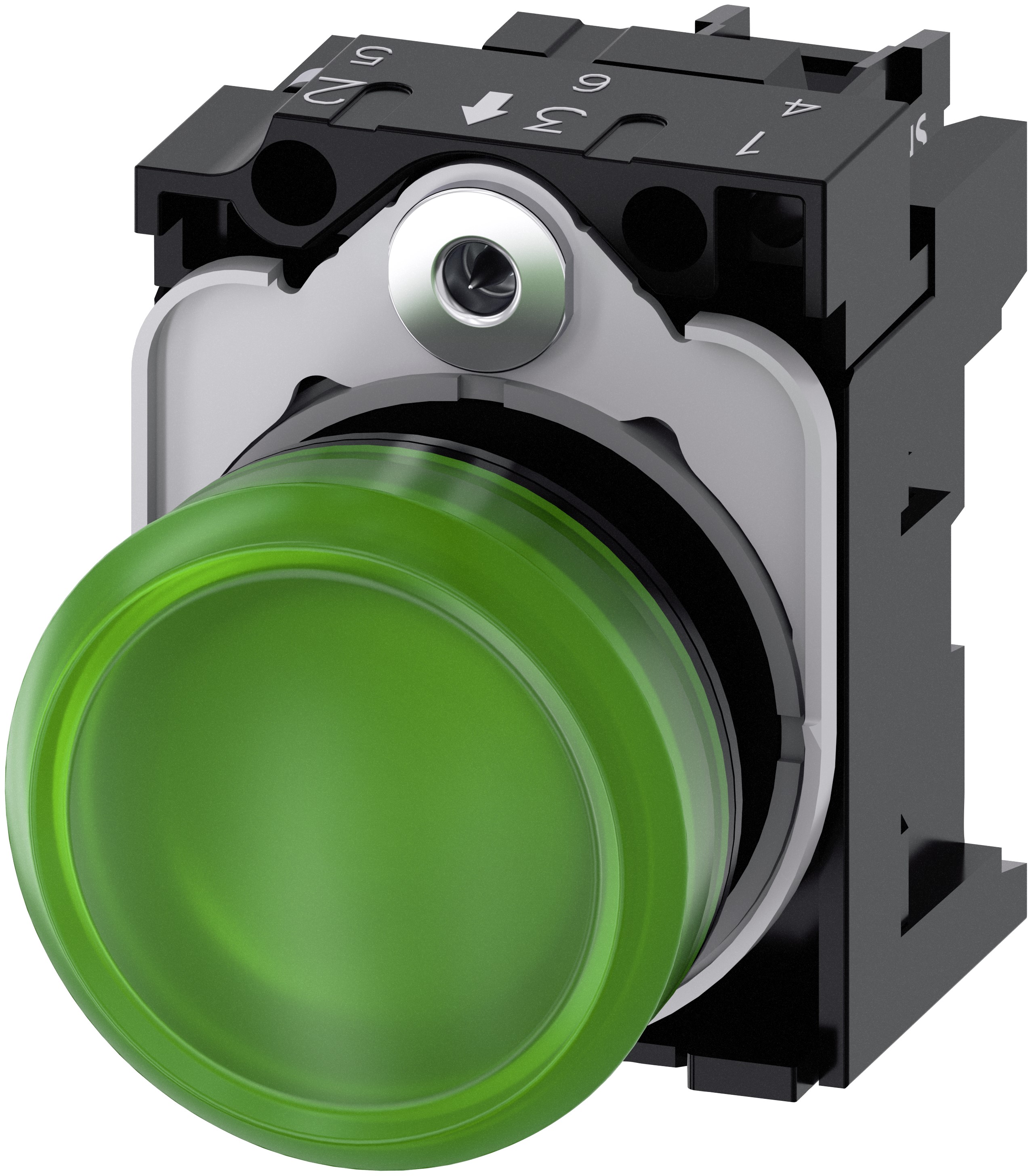 Siemens, SIRIUS ACT 3SU11, Panel Mount Green LED Pilot Light, 22 mm Cutout, IP20, Round, 230V ac