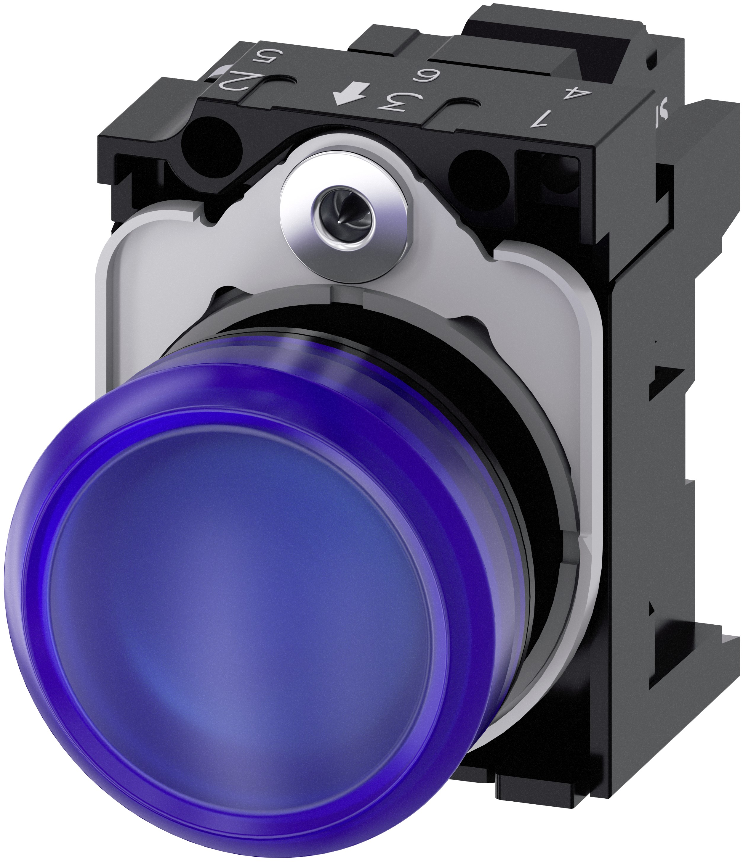 Siemens, SIRIUS ACT 3SU11, Panel Mount Blue LED Indicator, 22 mm Cutout, IP20, IP67, IP69, IP66, Round, 230V ac