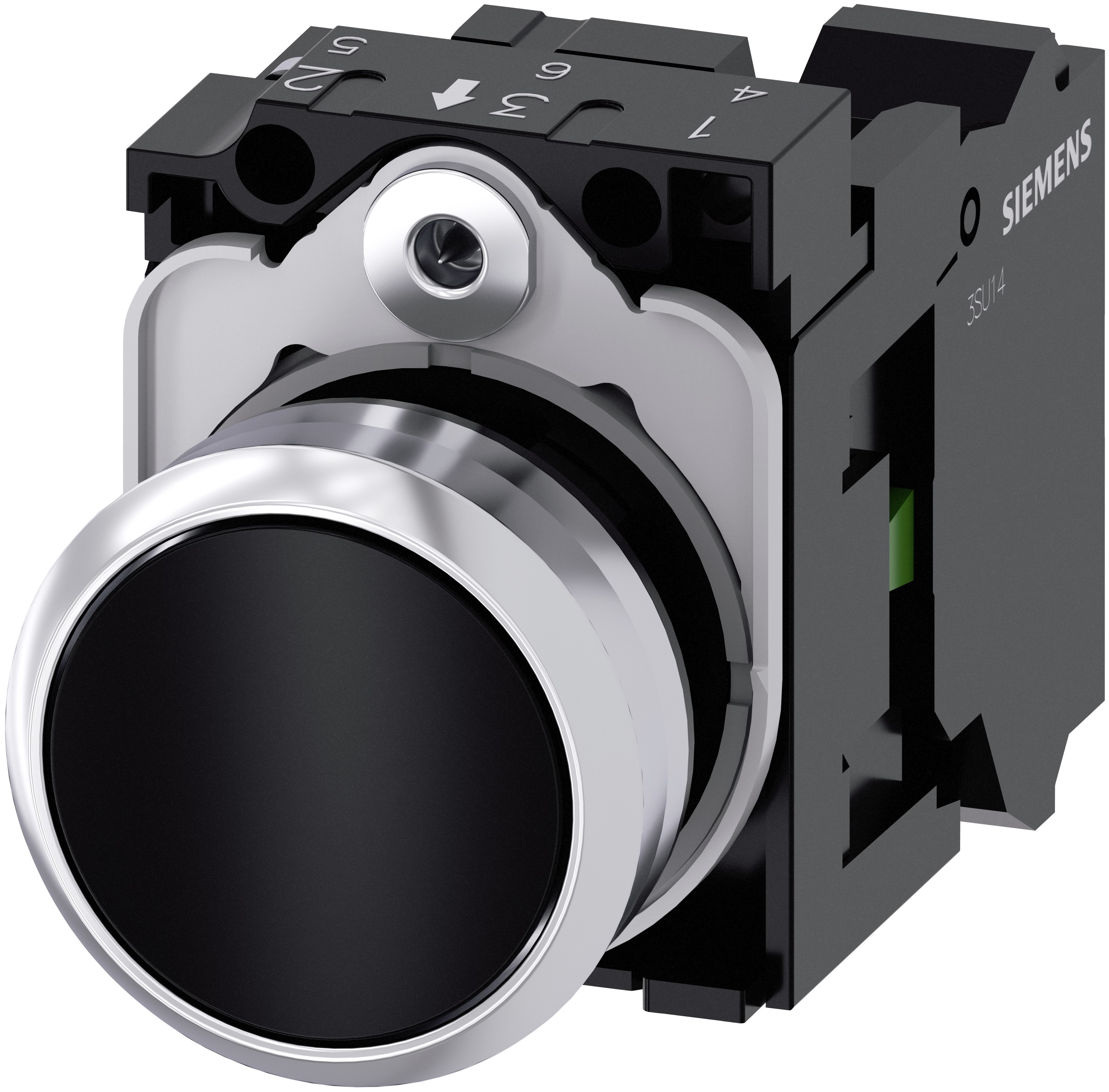 Siemens SIRIUS ACT 3SU11 Series Push Button Switch, Plate, 22 mm Cutout Black, SPST, IP66, IP67, IP69K