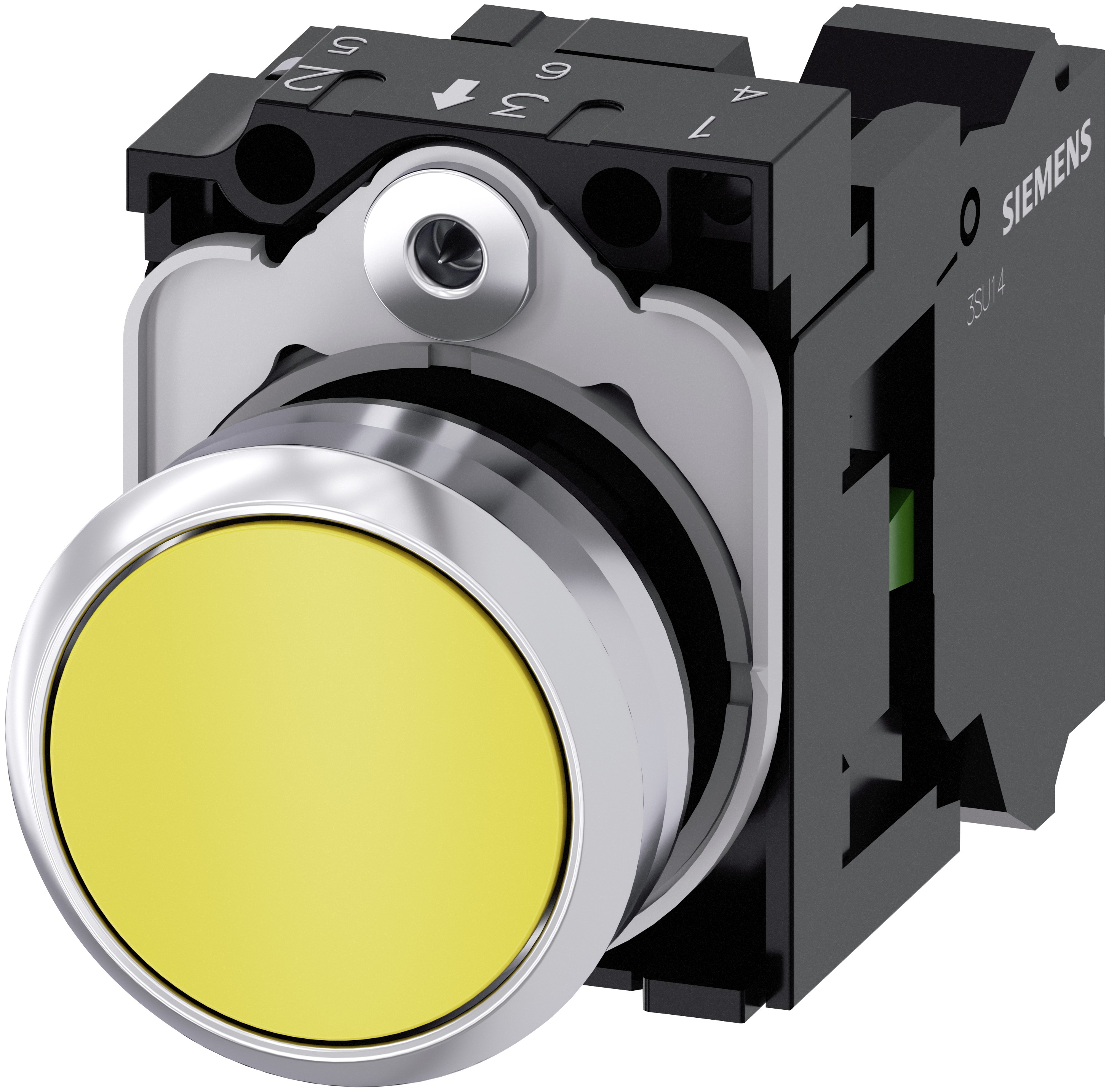 Siemens SIRIUS ACT 3SU11 Series Push Button Switch, Plate, 22 mm Cutout Yellow, SPST, IP66, IP67, IP69K