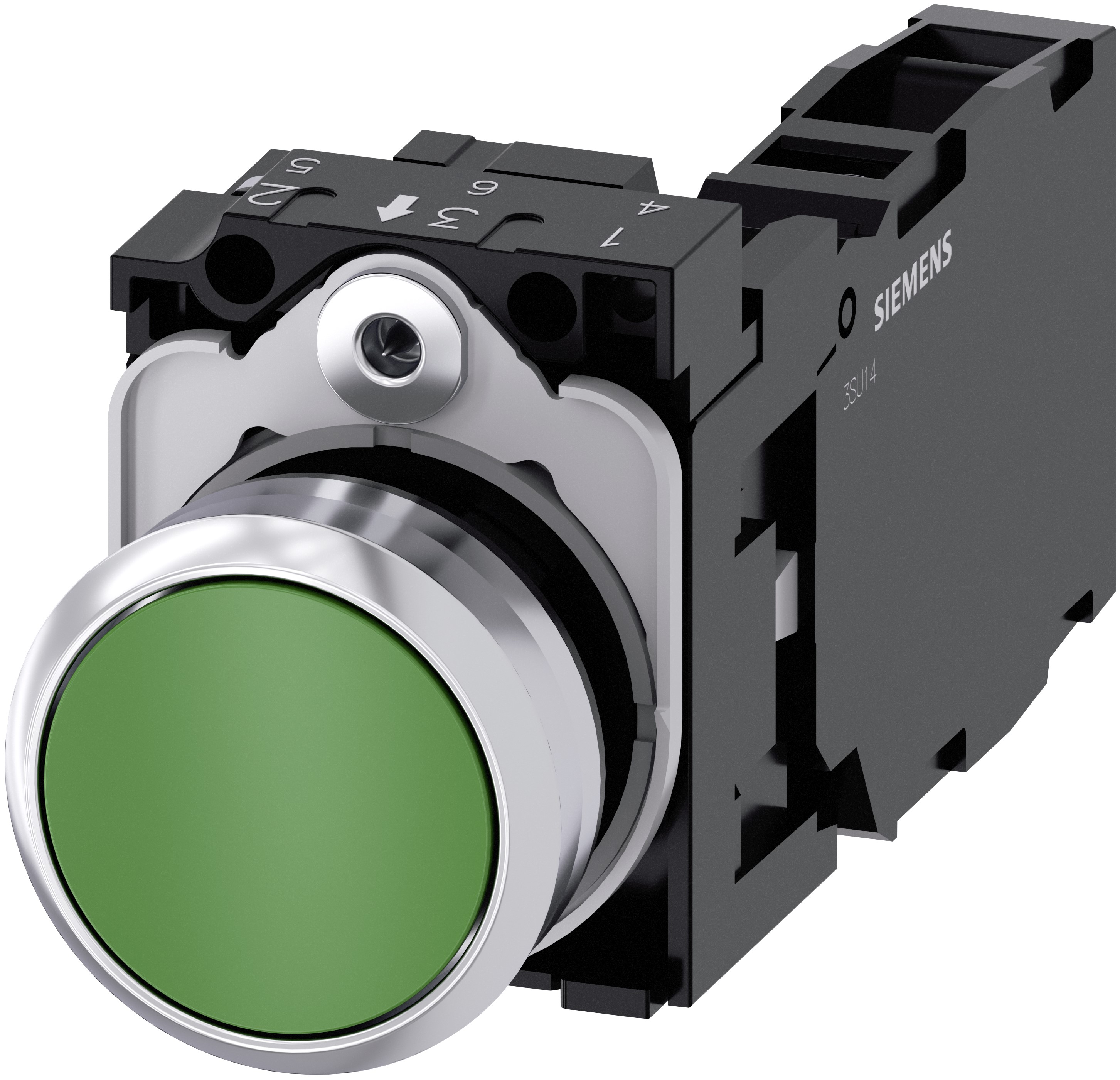 Siemens SIRIUS ACT 3SU11 Series Push Button Switch, Plate, 22 mm Cutout Green, SPST, IP66, IP67, IP69K
