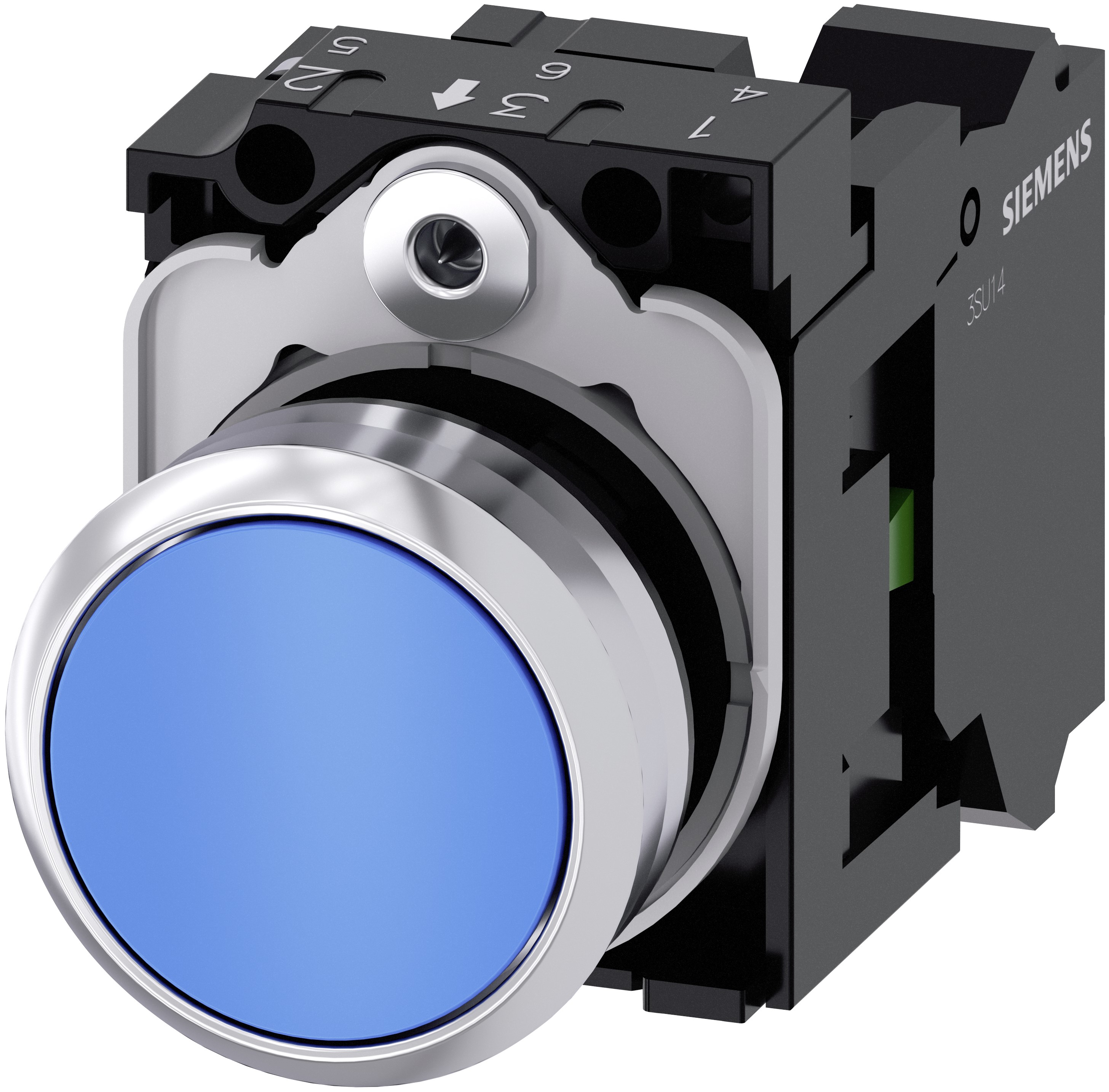 Siemens SIRIUS ACT 3SU11 Series Push Button Switch, Plate, 22 mm Cutout Blue, SPST, IP66, IP67, IP69K