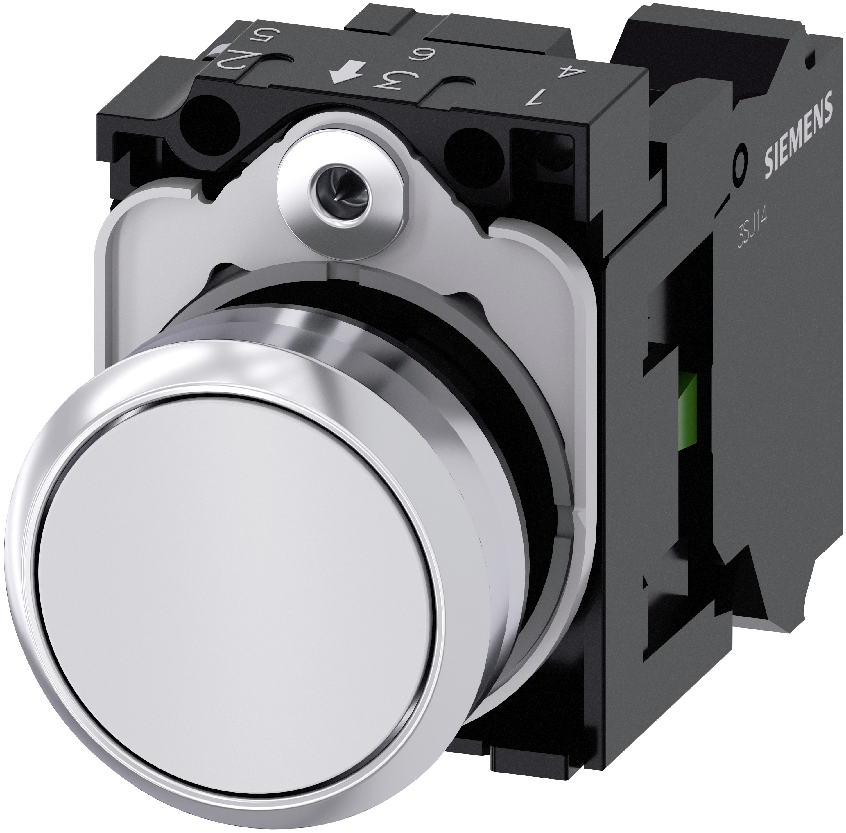 Siemens SIRIUS ACT 3SU11 Series Push Button Switch, Plate, 22 mm Cutout White, SPST, IP66, IP67, IP69K
