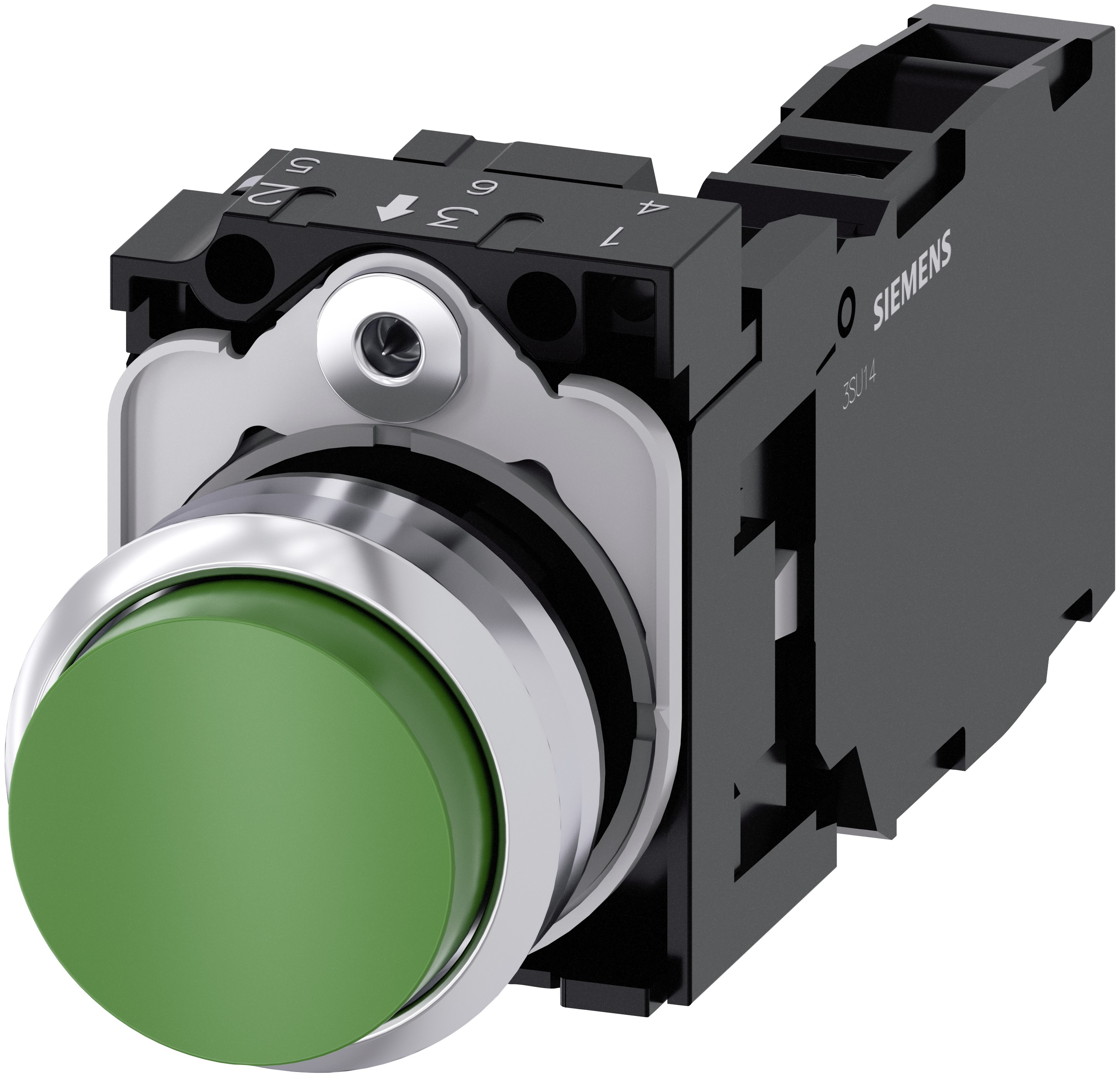 Siemens SIRIUS ACT 3SU11 Series Push Button Switch, Plate, 22 mm Cutout Green, SPST, IP66, IP67, IP69K