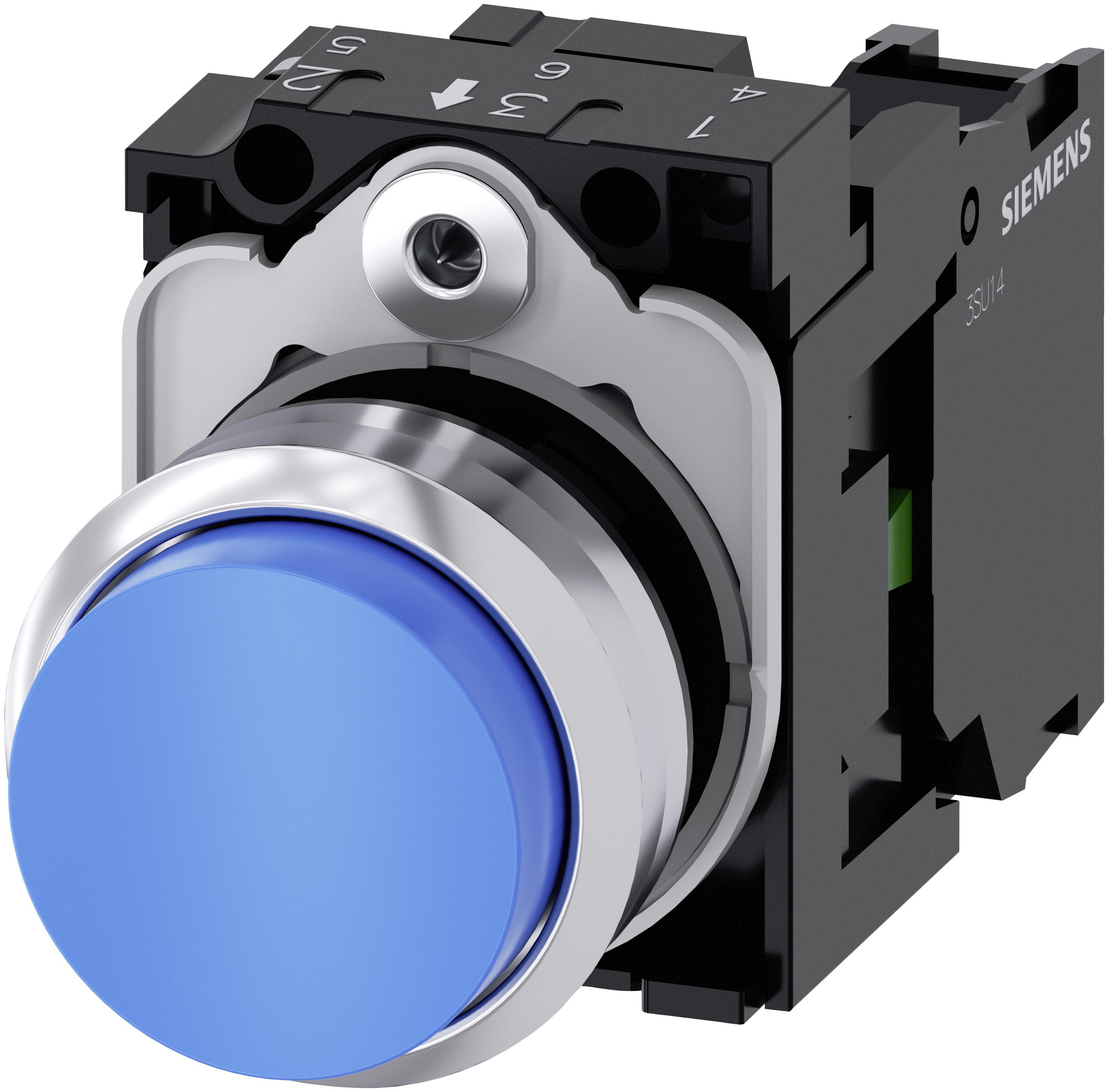 Siemens SIRIUS ACT 3SU11 Series Push Button Switch, Plate, 22 mm Cutout Blue, SPST, IP66, IP67, IP69K