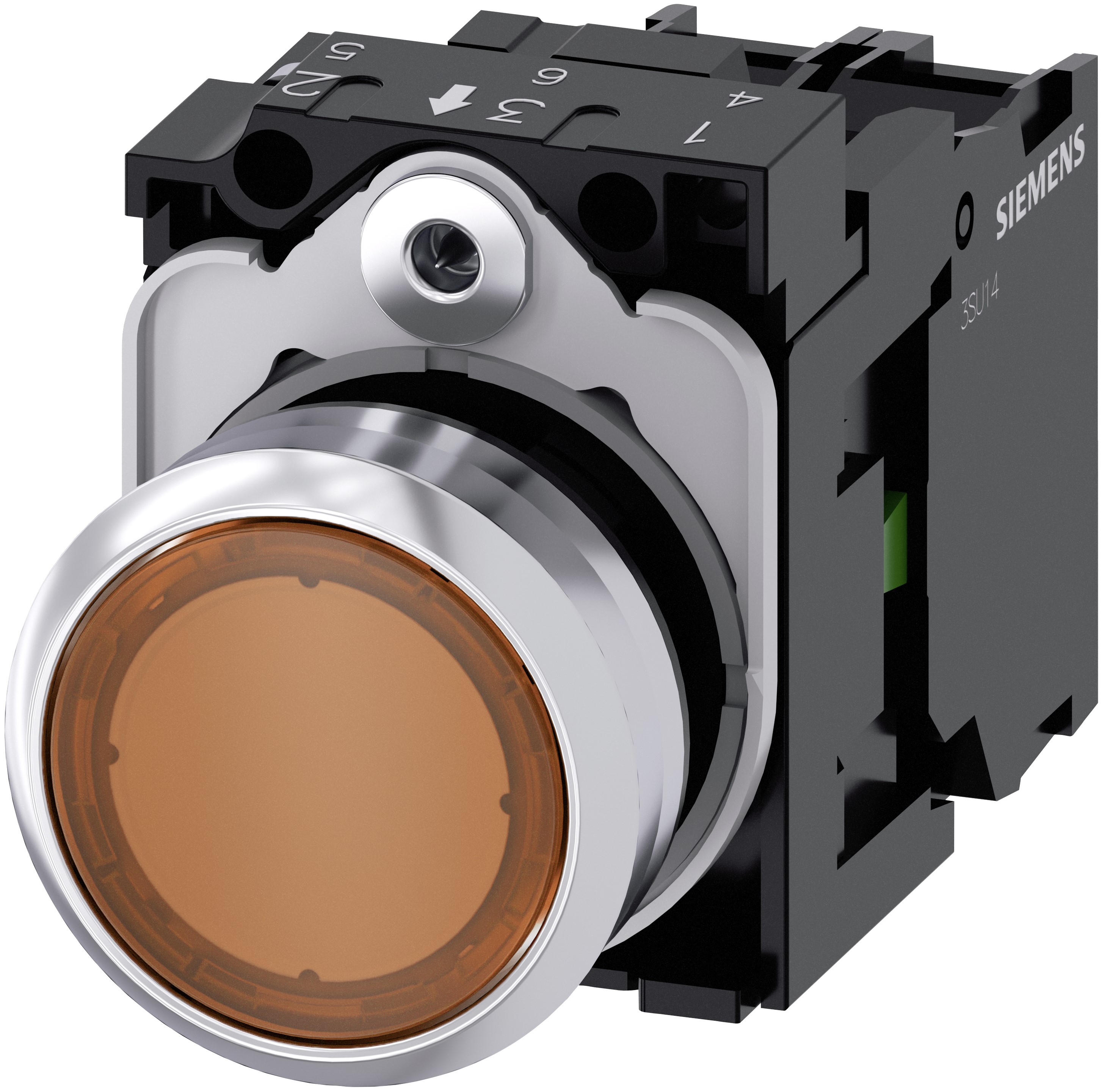 Siemens SIRIUS ACT 3SU11 Series Illuminated Push Button Switch, Plate, 22 mm Cutout Amber, SPST, IP66, IP67, IP69K