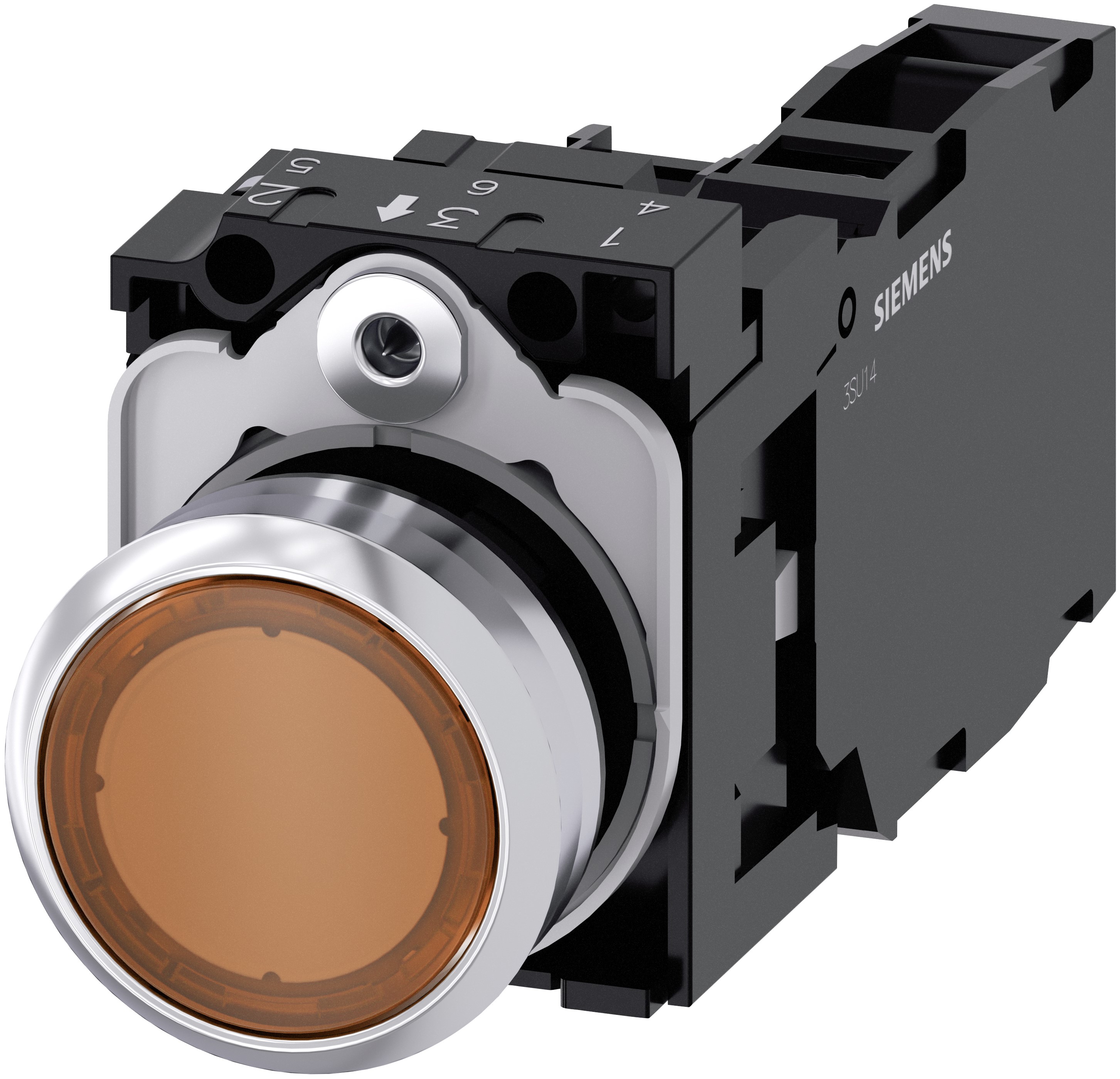 Siemens SIRIUS ACT 3SU11 Series Illuminated Push Button Switch, Plate, 22 mm Cutout Amber, SPST, IP66, IP67, IP69K