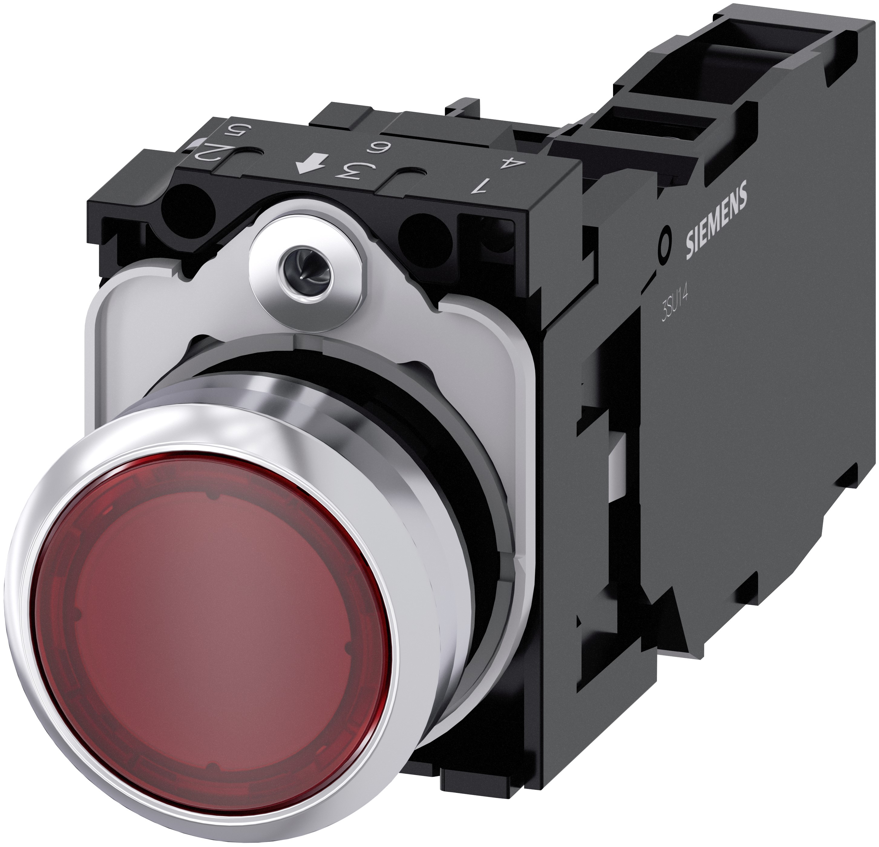 Siemens SIRIUS ACT 3SU11 Series Illuminated Push Button Switch, Plate, 22 mm Cutout Red, SPST, IP66, IP67, IP69K
