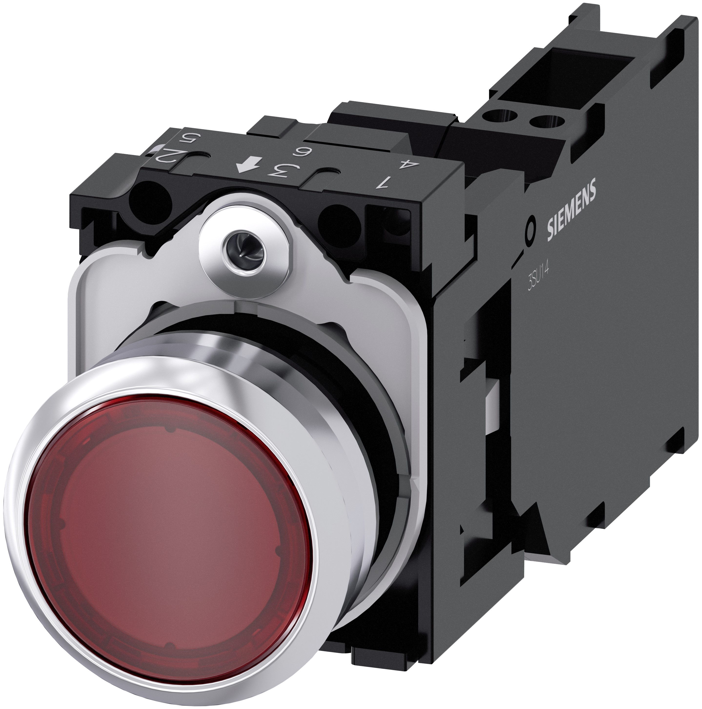 Siemens SIRIUS ACT 3SU11 Series Illuminated Push Button Switch, Plate, 22 mm Cutout Red, SPST, IP66, IP67, IP69K